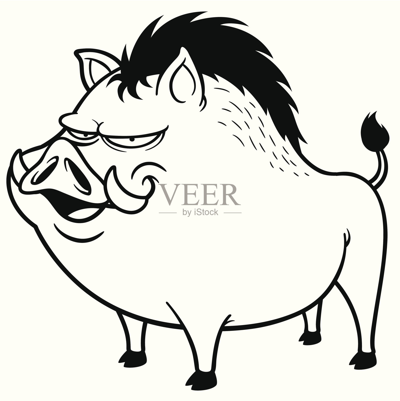 可爱的野猪在树桩上扁平的卡通风格插画图片素材_ID:422299804-Veer图库