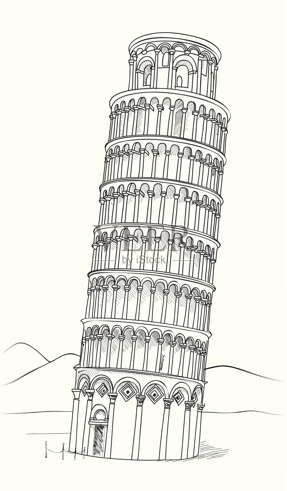 比萨塔。意大利的地标。插画图片素材
