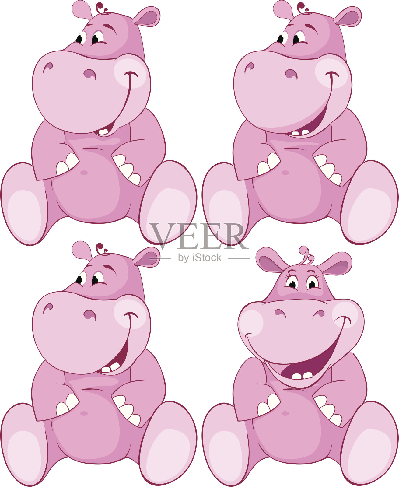 一副粉色河马的牙齿插画图片素材