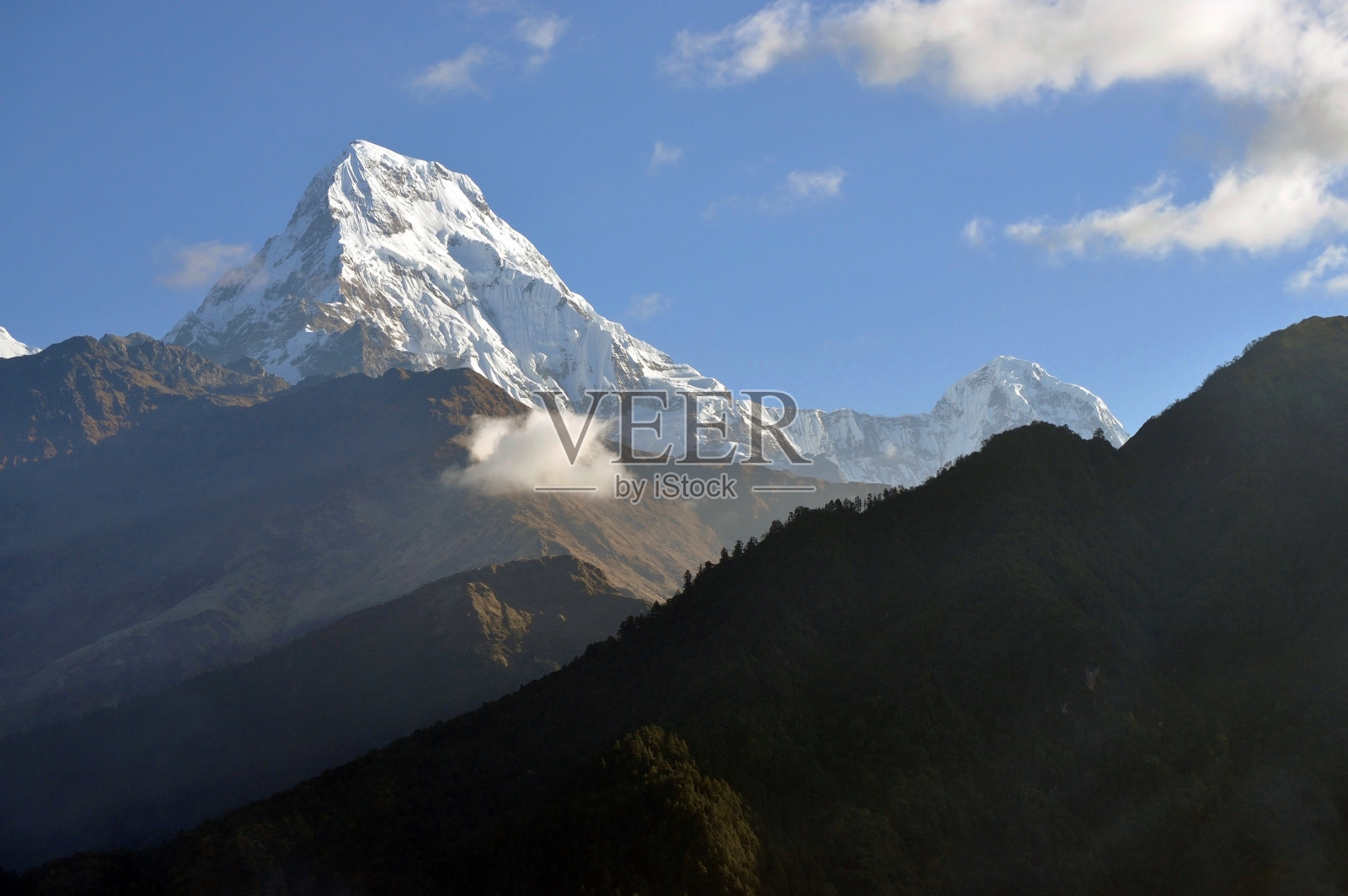 安纳普尔纳峰地块。尼泊尔。照片摄影图片