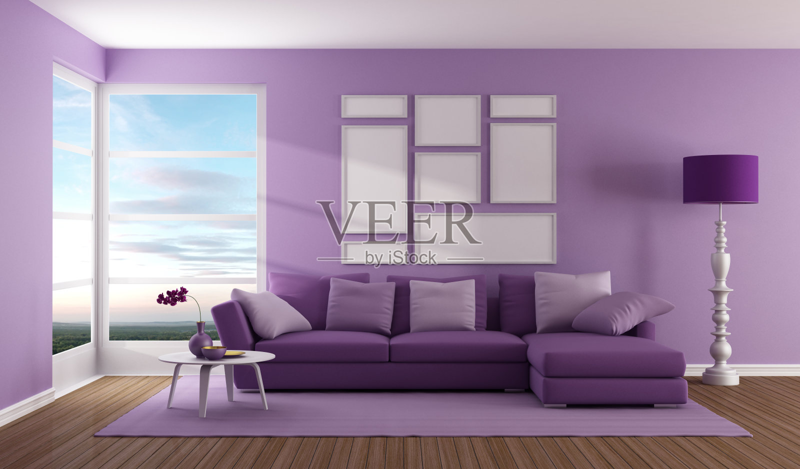 紫色当代客厅照片摄影图片