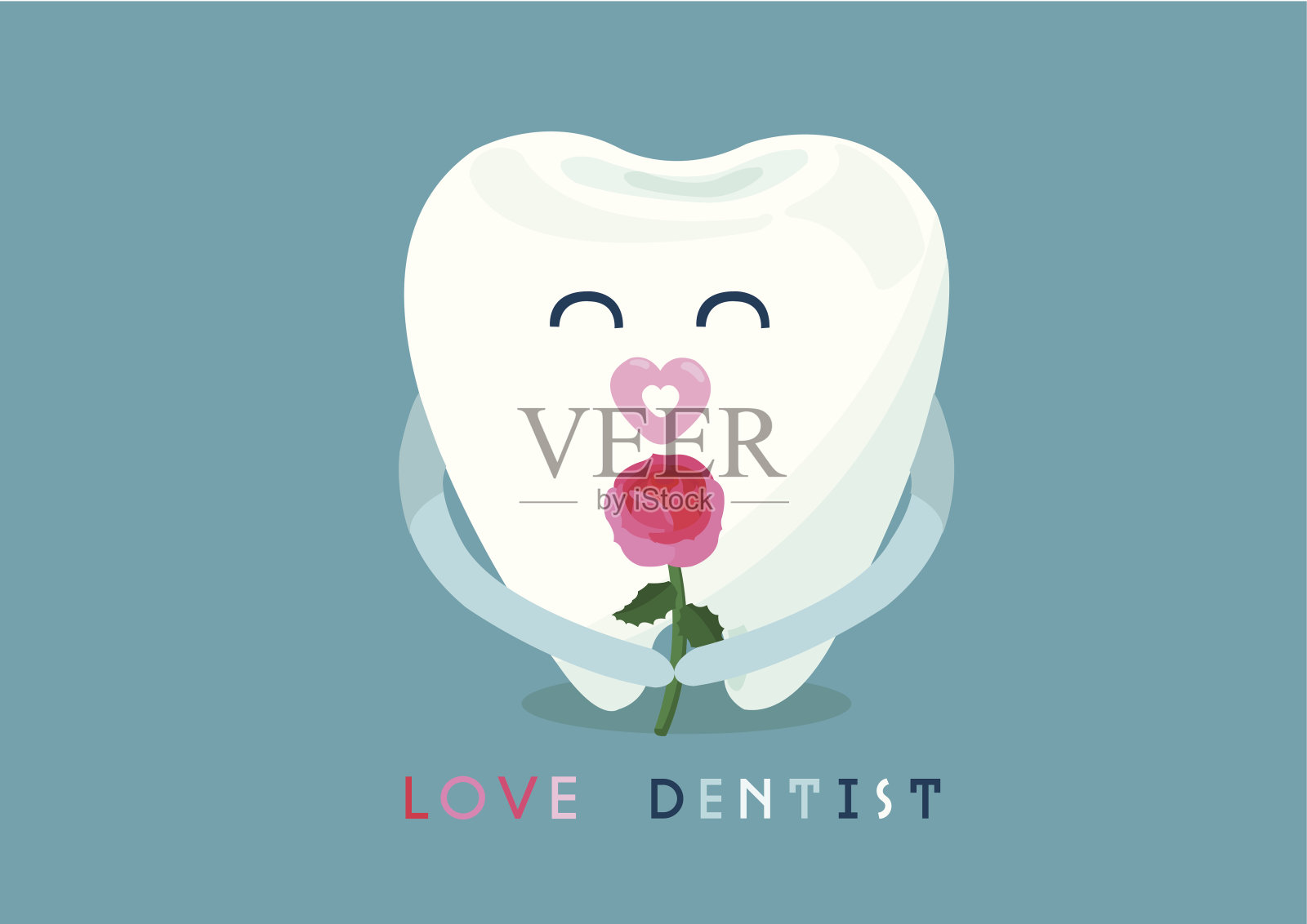 从牙齿爱上牙医插画图片素材
