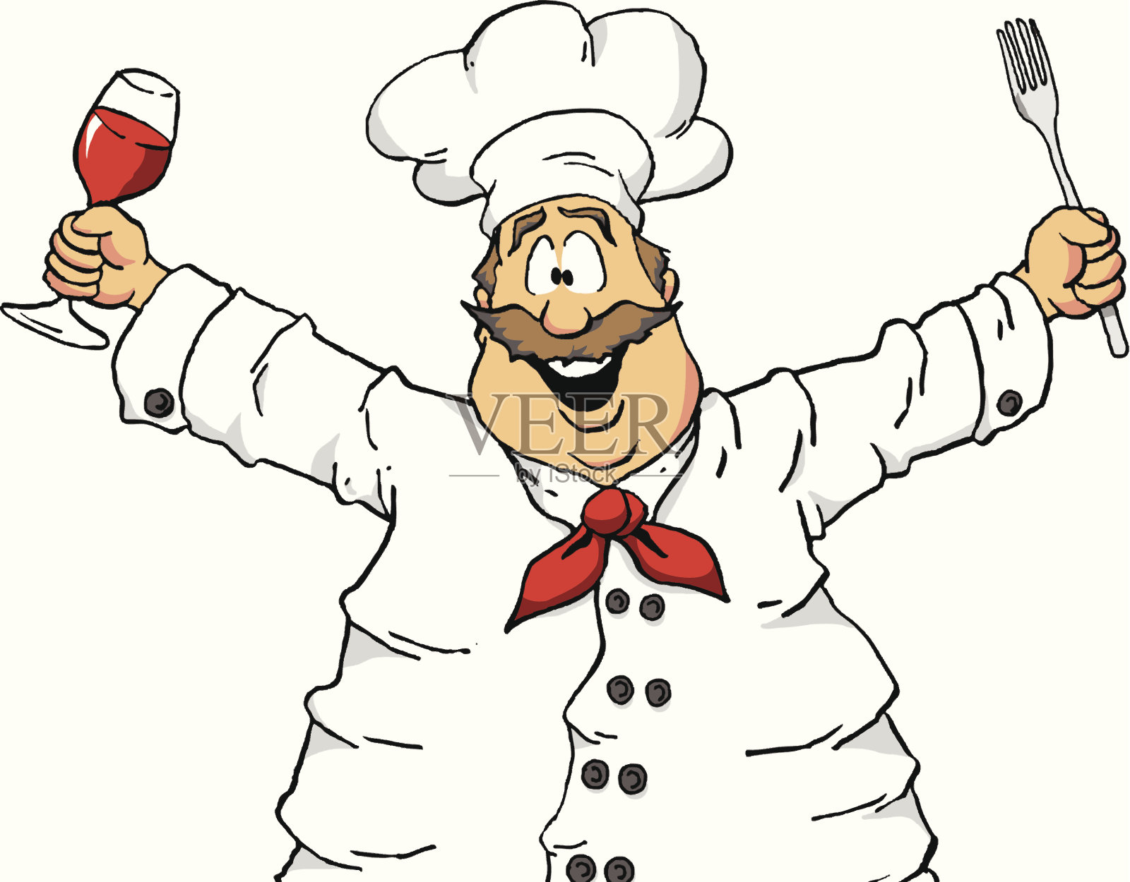 厨师用酒和叉子插画图片素材