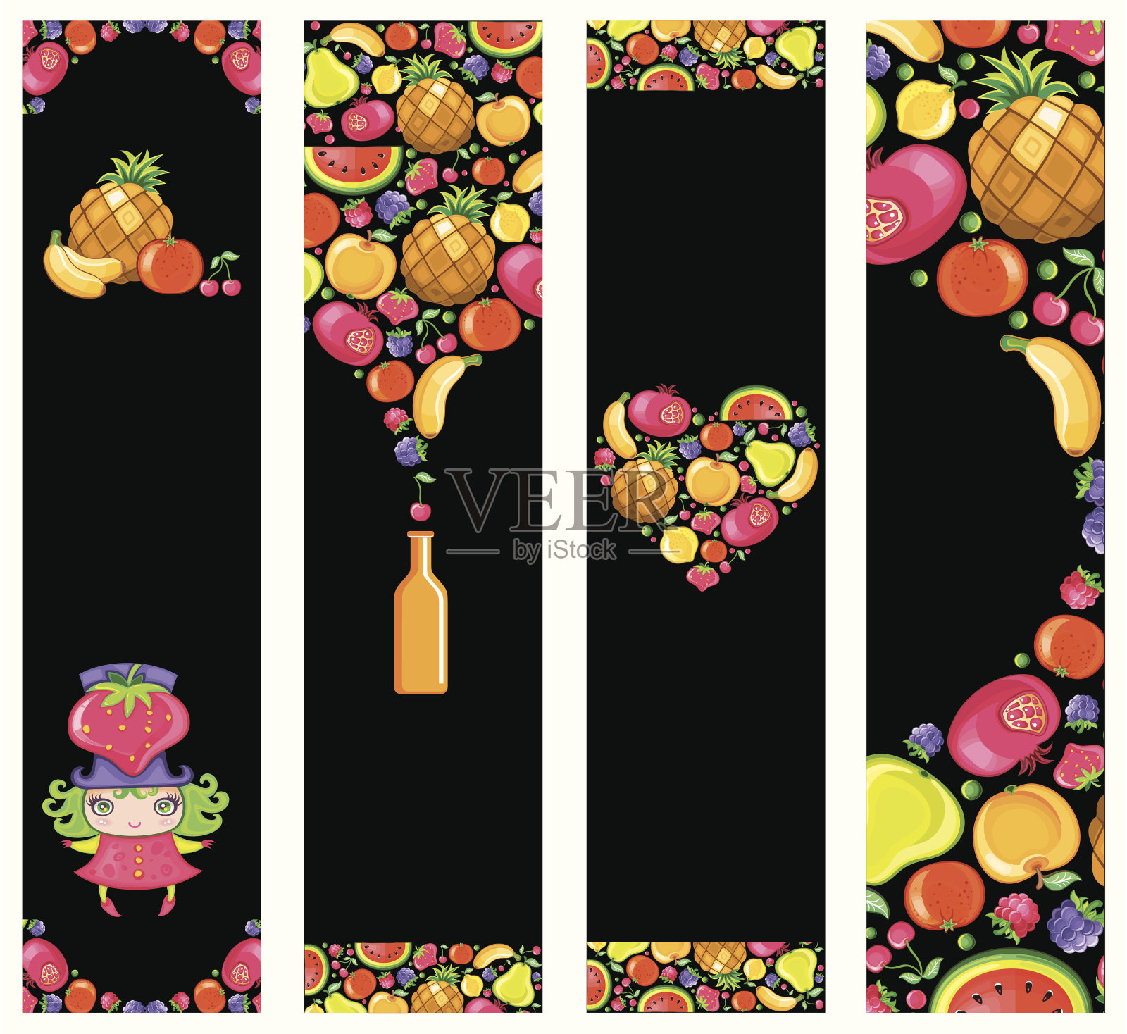五颜六色的水果横幅插画图片素材