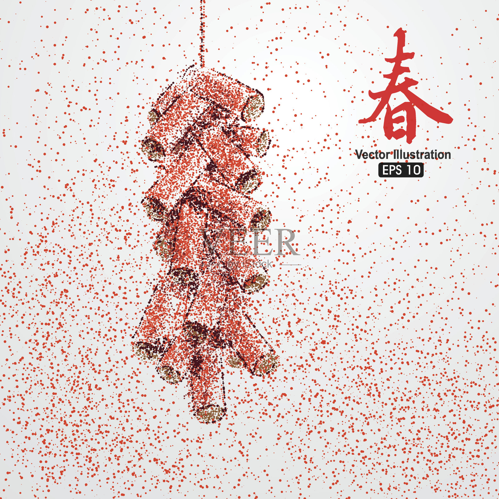 燃放鞭炮，中国新年的气氛。插画图片素材