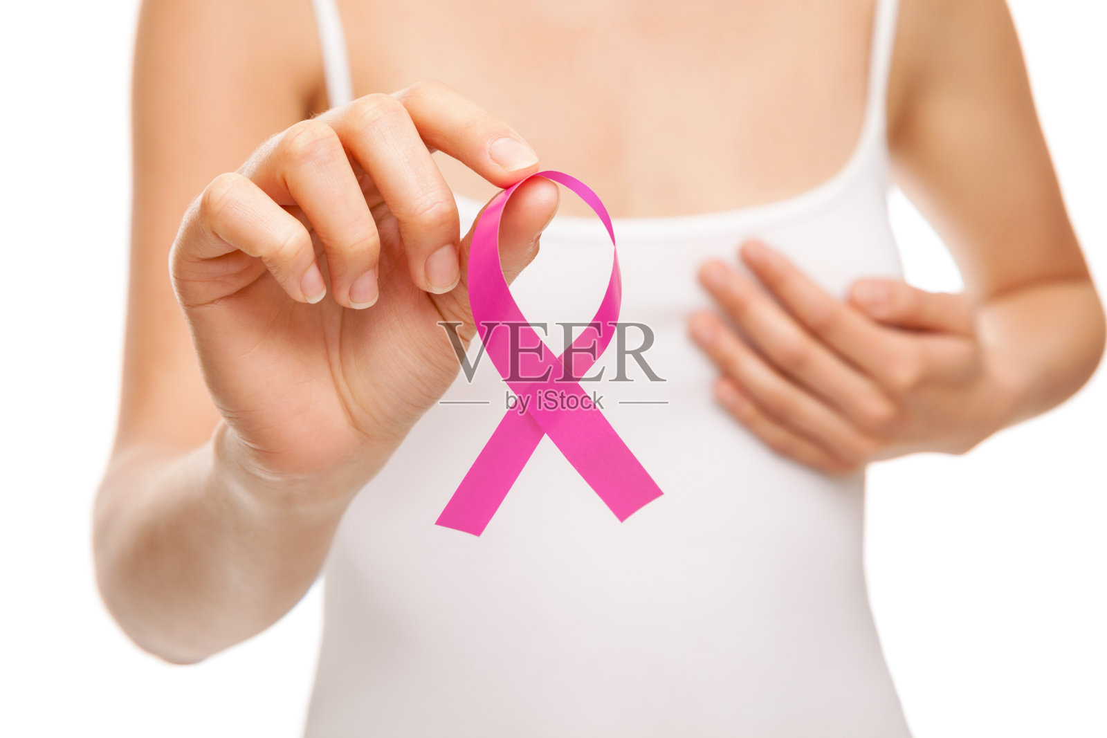 女性乳腺癌意识丝带照片摄影图片