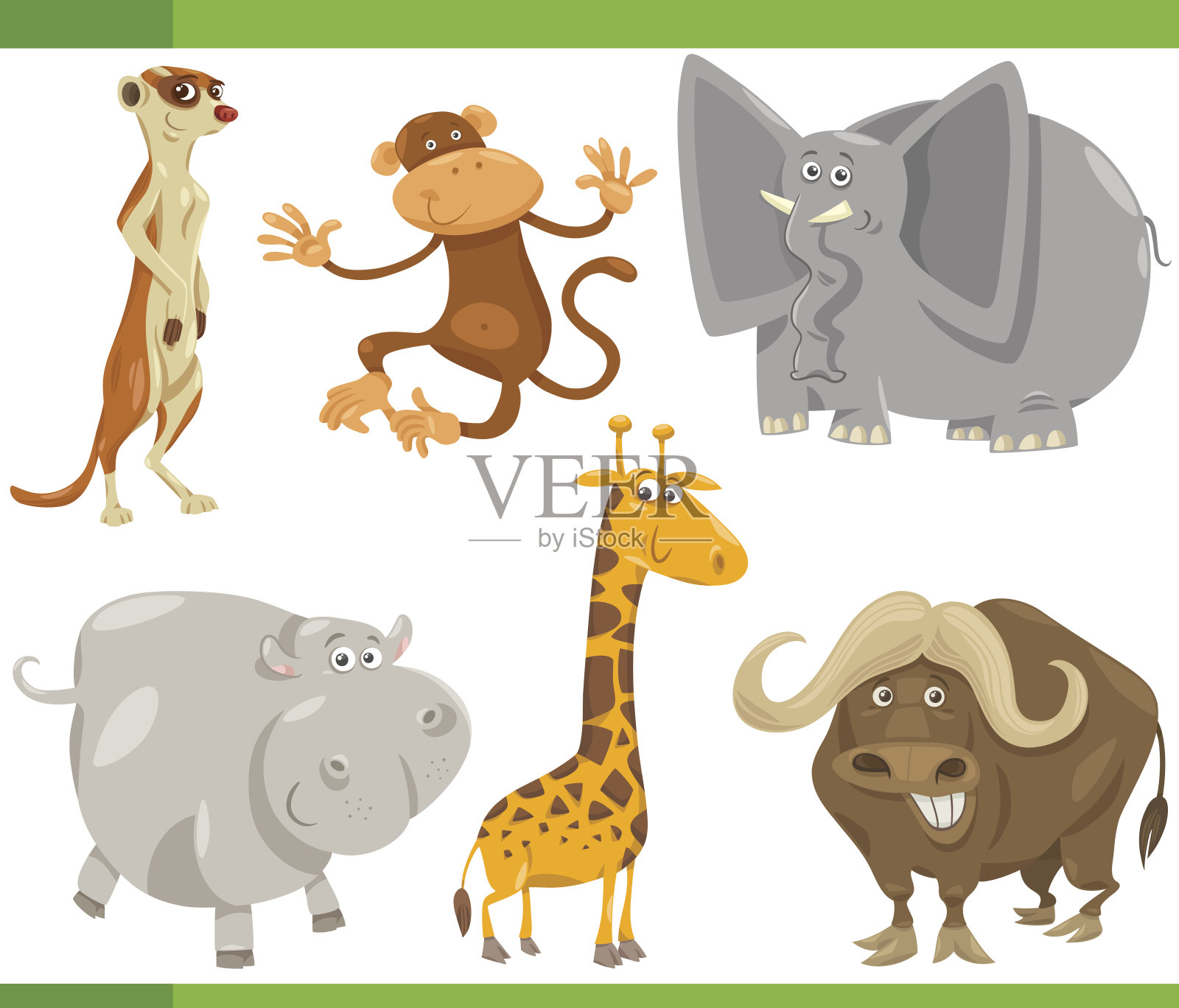 Safari动物卡通设置插图插画图片素材