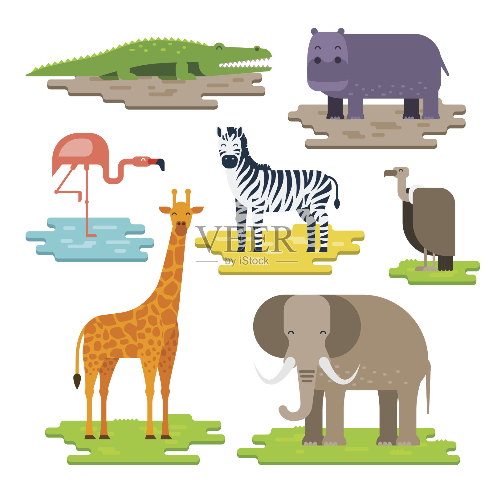 非洲动物套装插画图片素材