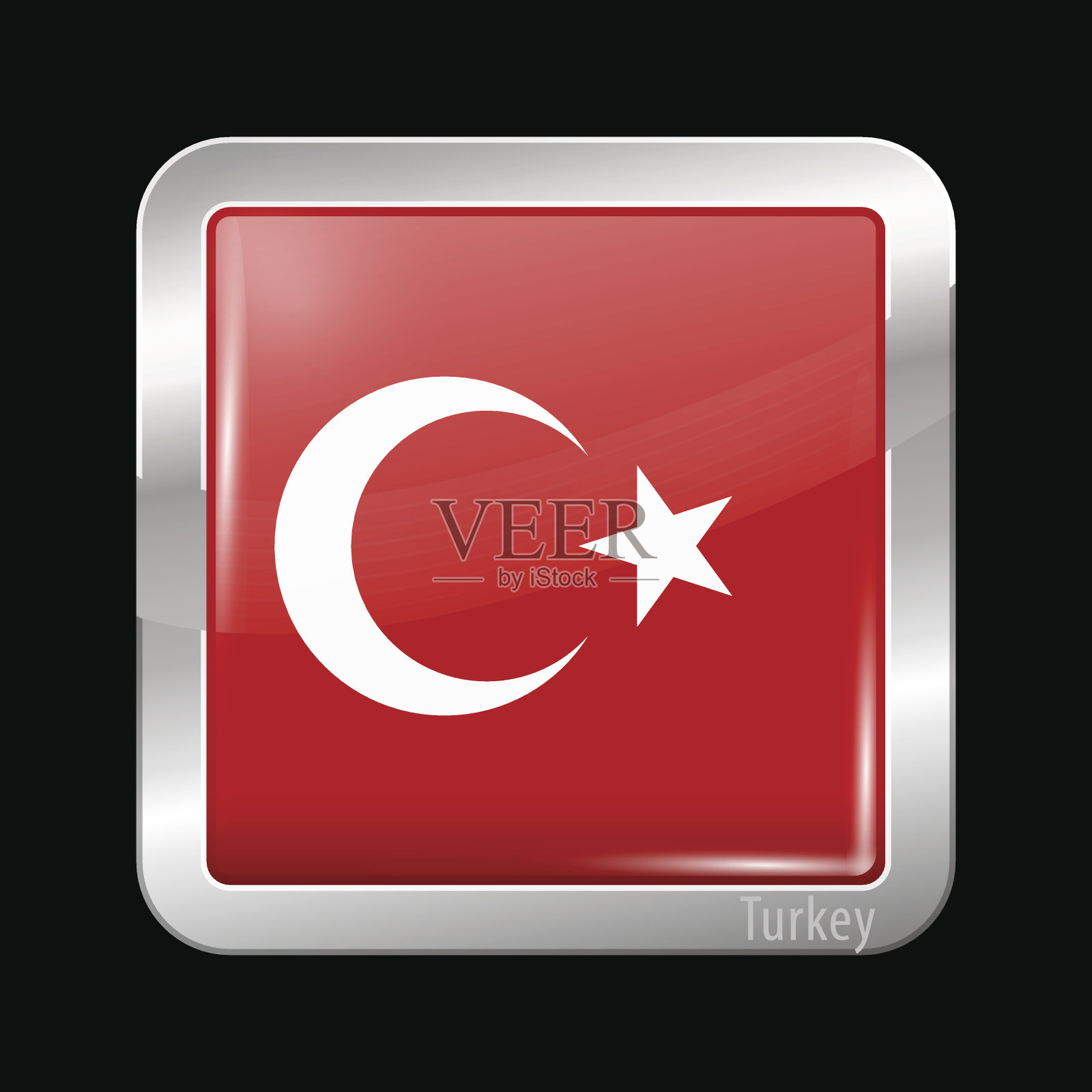 土耳其国旗。金属的图标插画图片素材