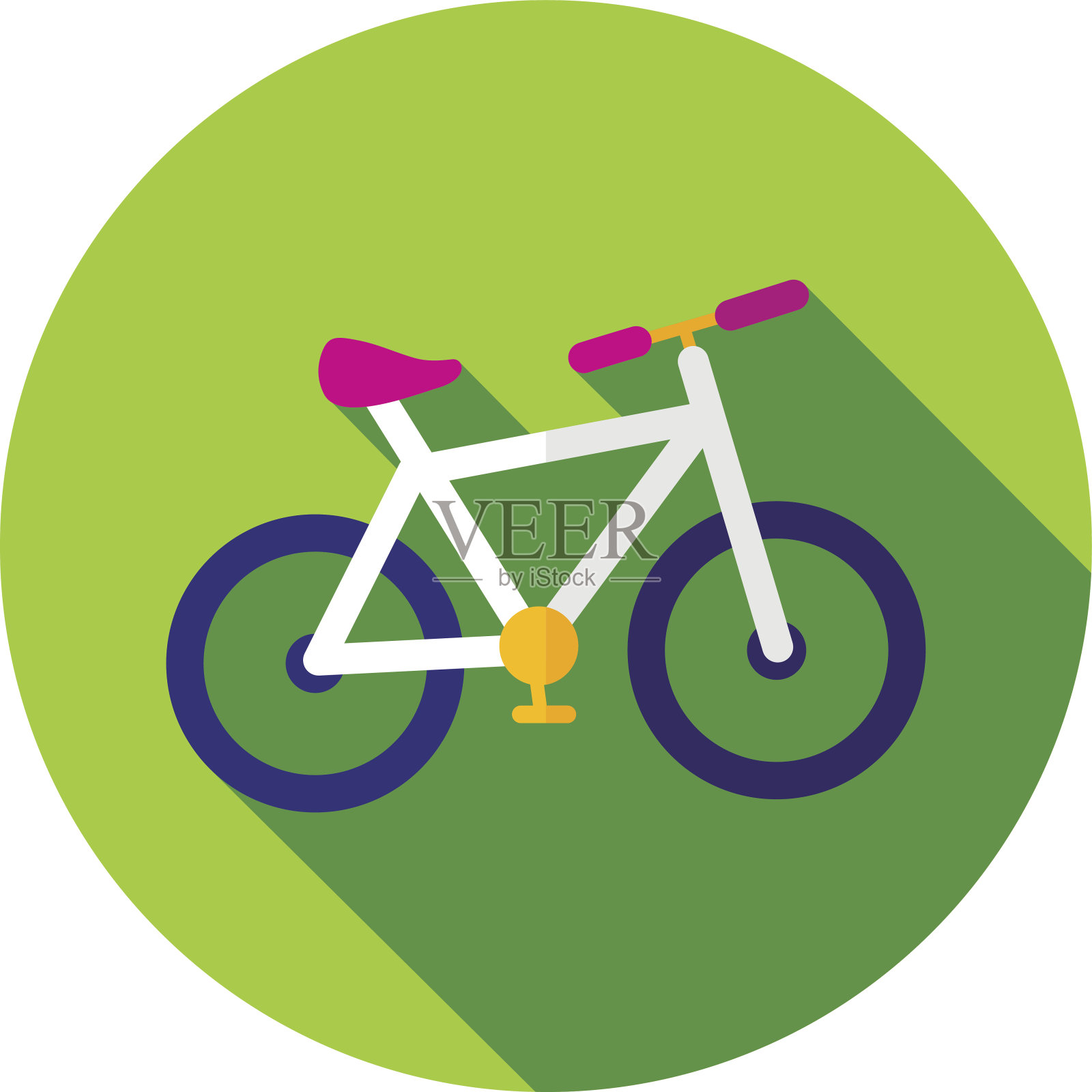 自行车平面图标与长影子设计元素图片