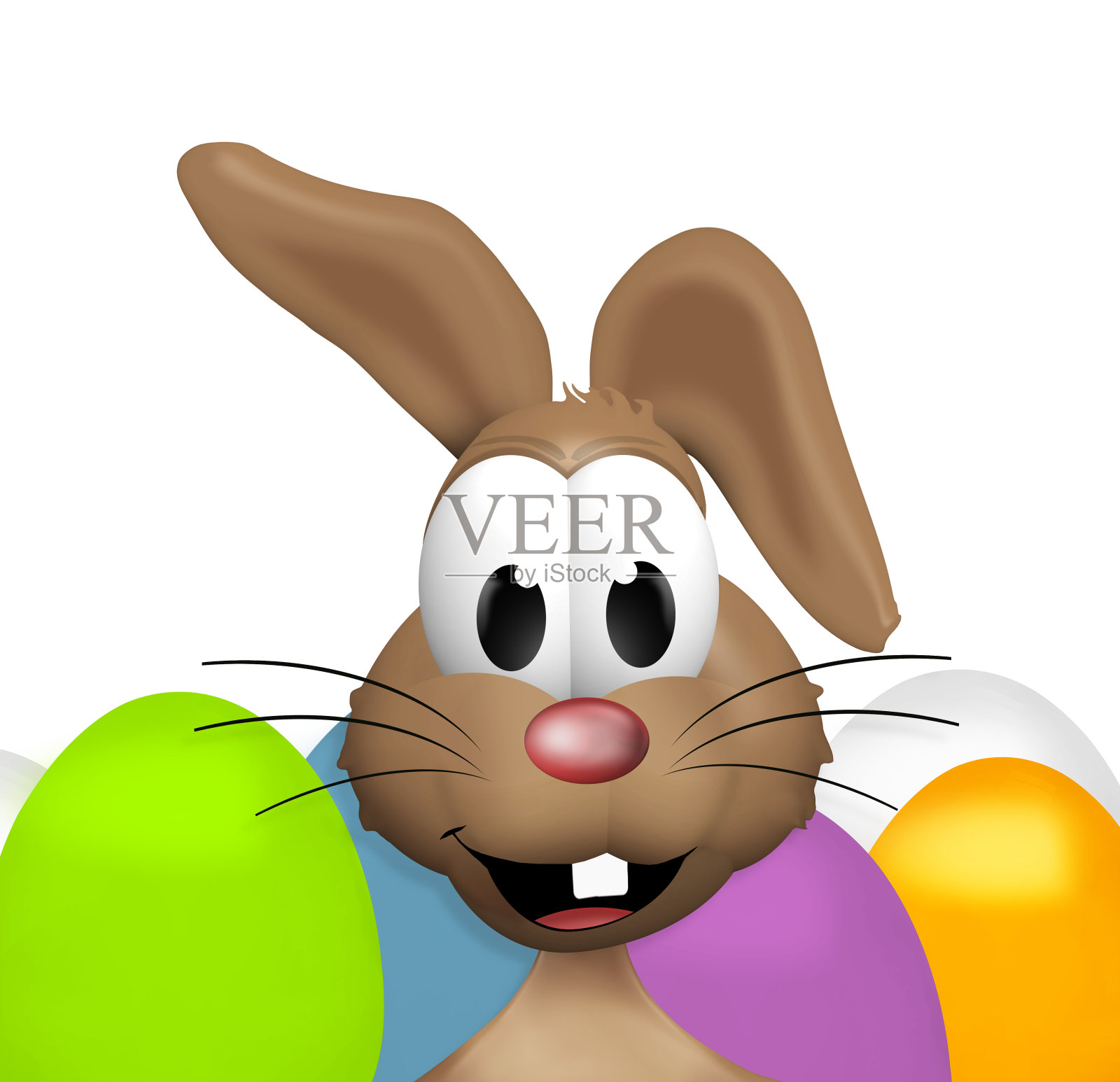 快乐复活节兔子可爱的微笑设计插画图片素材