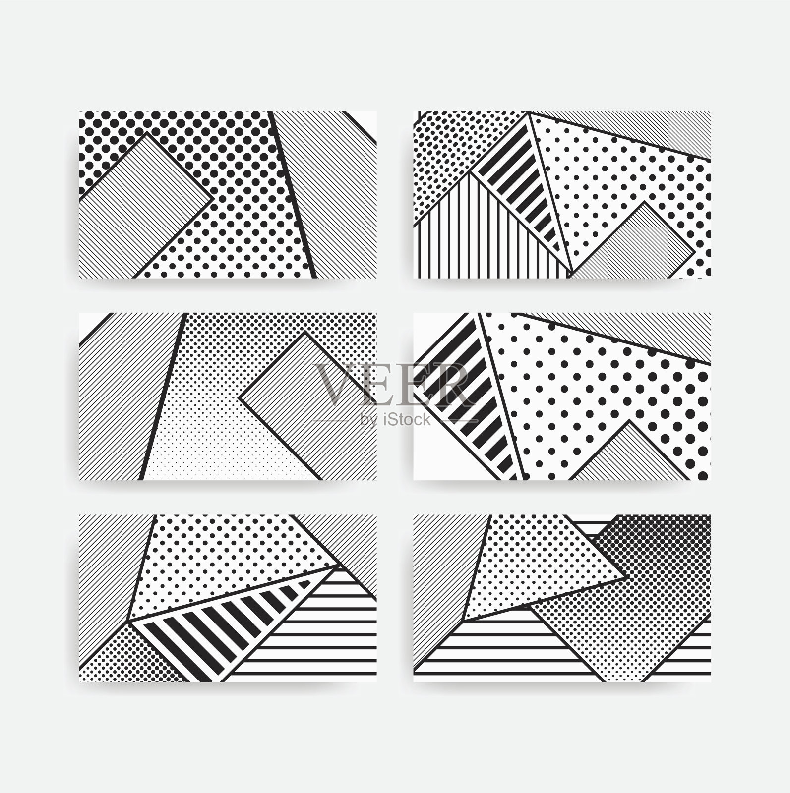 黑白波普艺术几何图案集插画图片素材