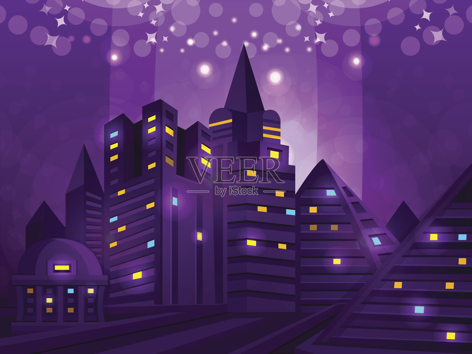 背景的夜晚的城市插画图片素材