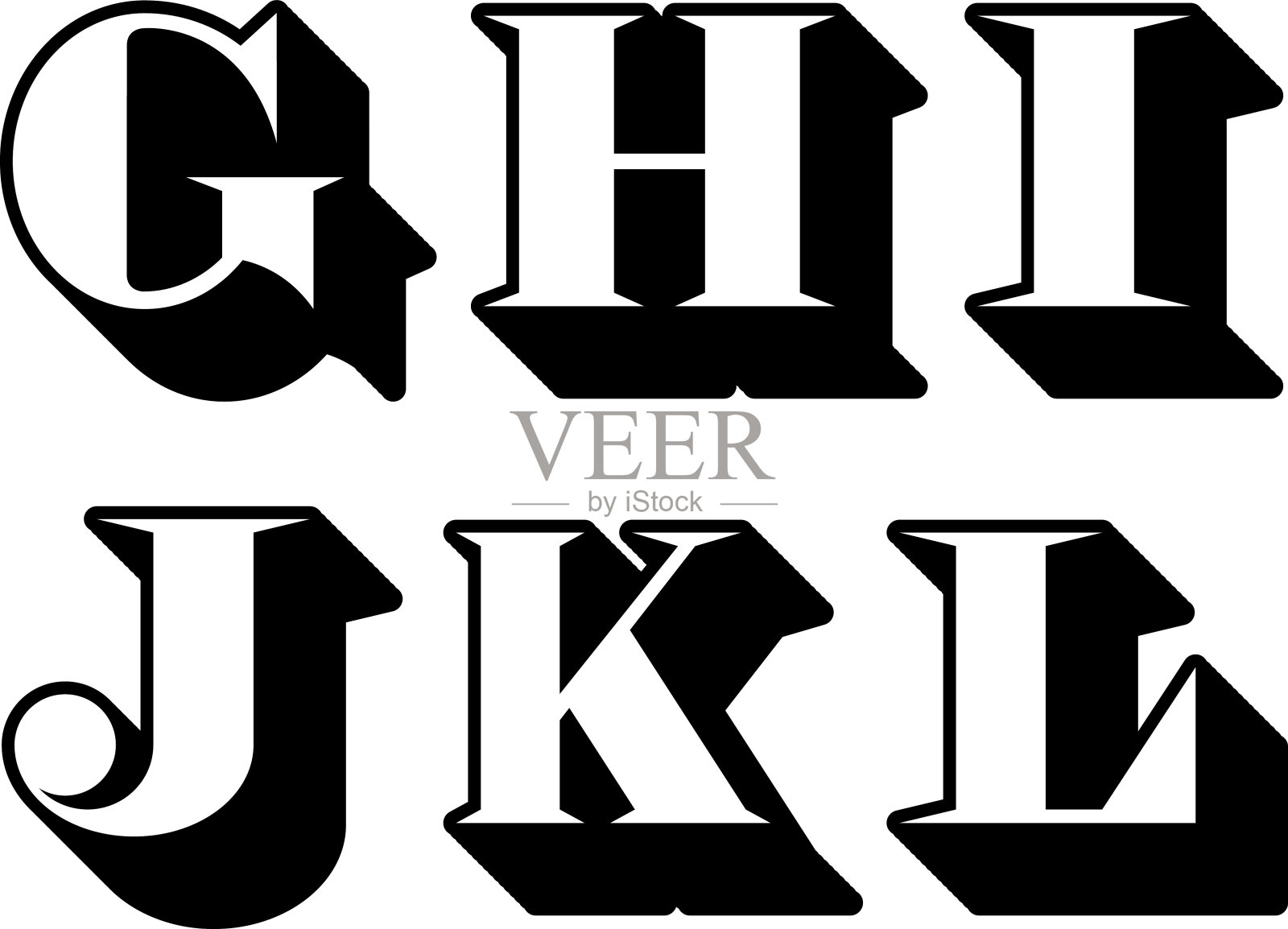 字母serif G, H, I, J, K, L设计元素图片