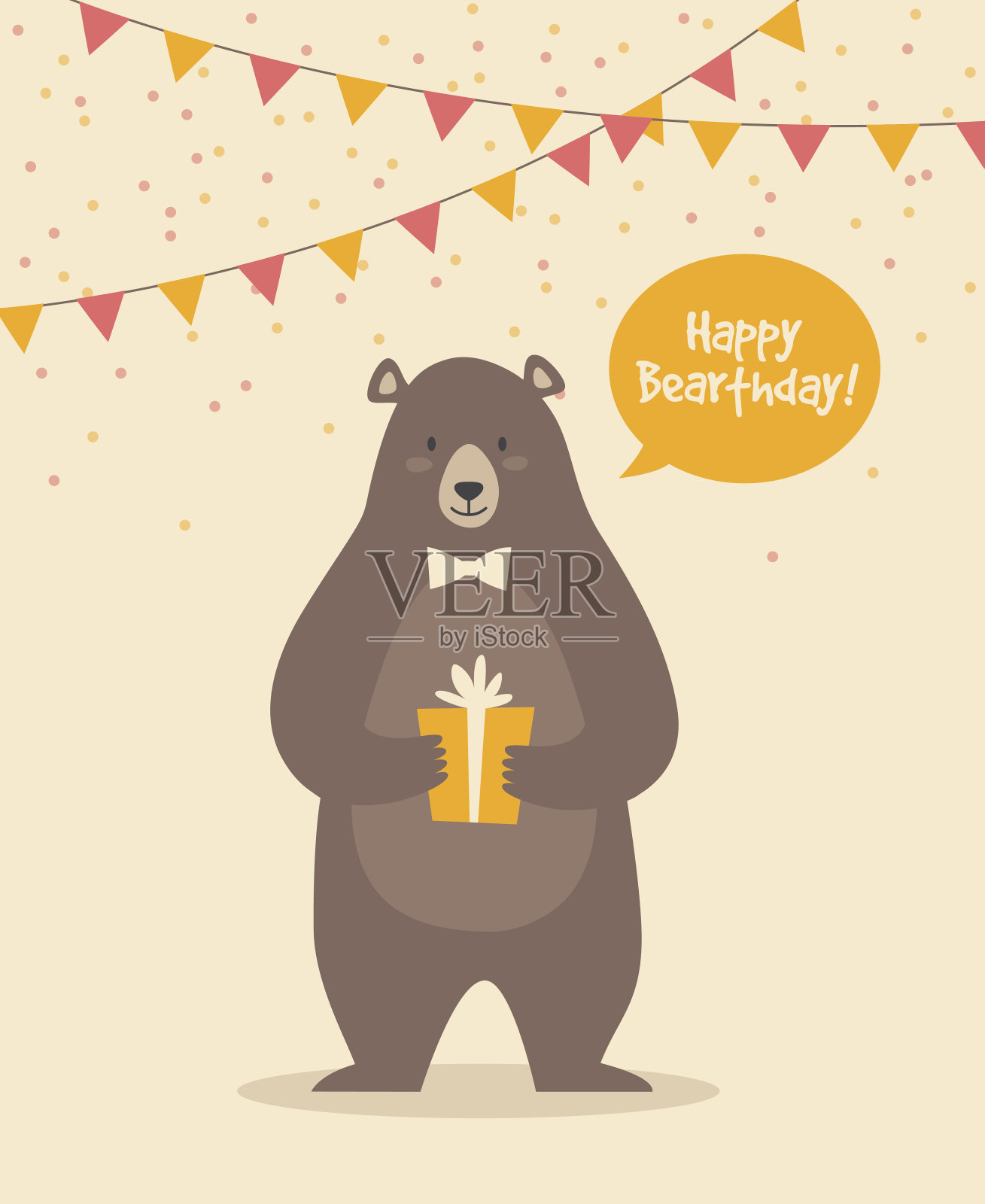 可爱有趣的生日熊插画图片素材