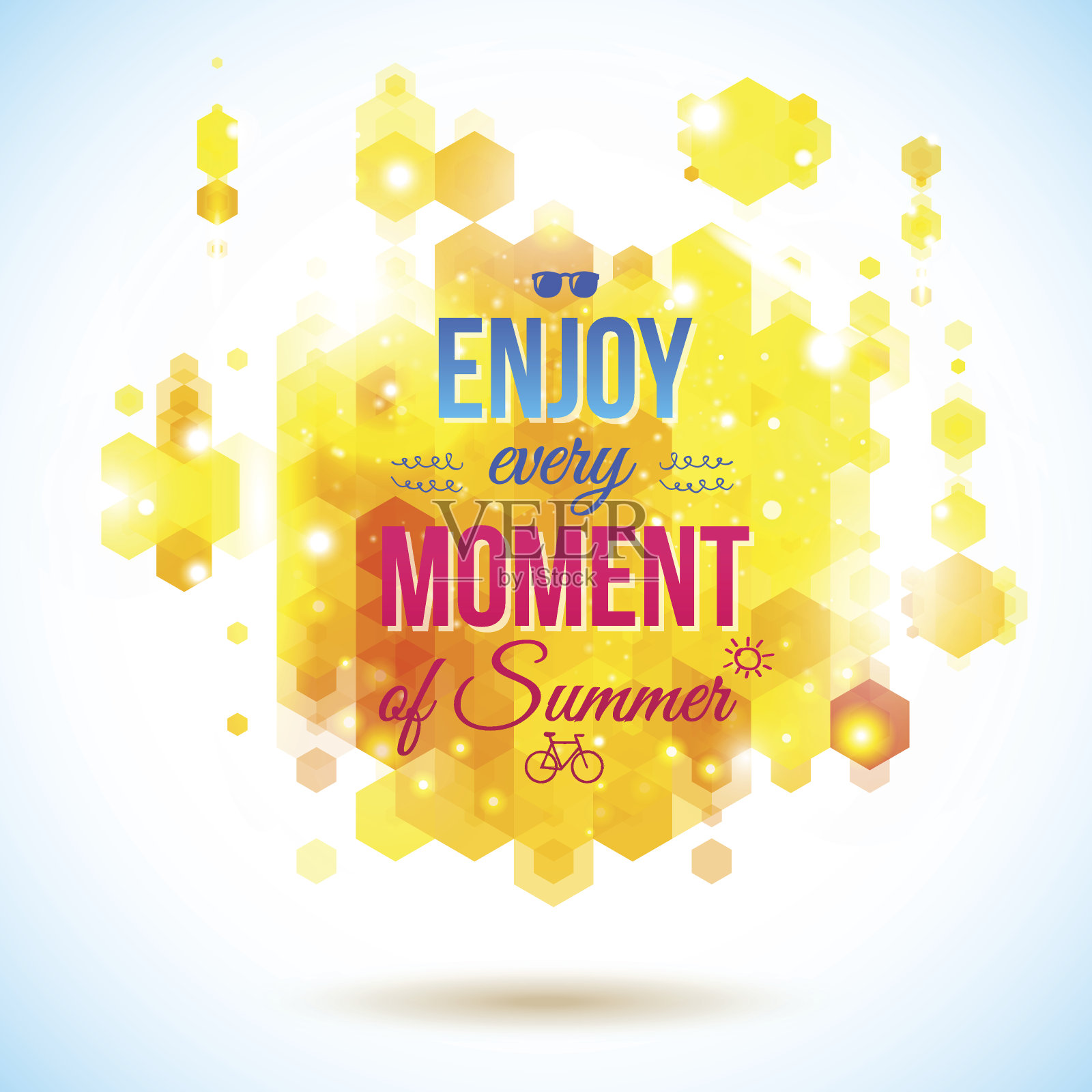 享受夏天的每一刻。积极明亮的海报设计元素图片