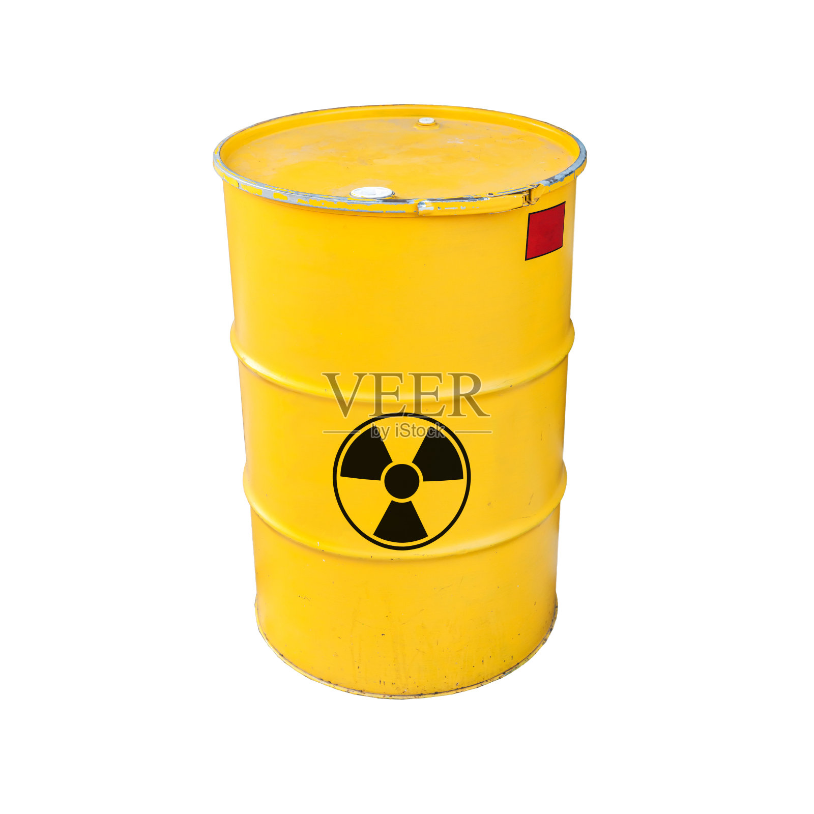 黄色放射性桶孤立在白色上照片摄影图片