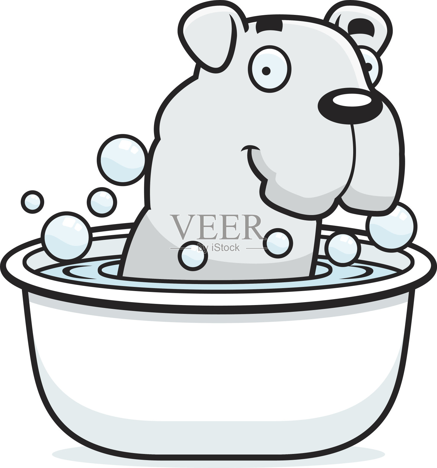卡通斗牛犬洗澡插画图片素材