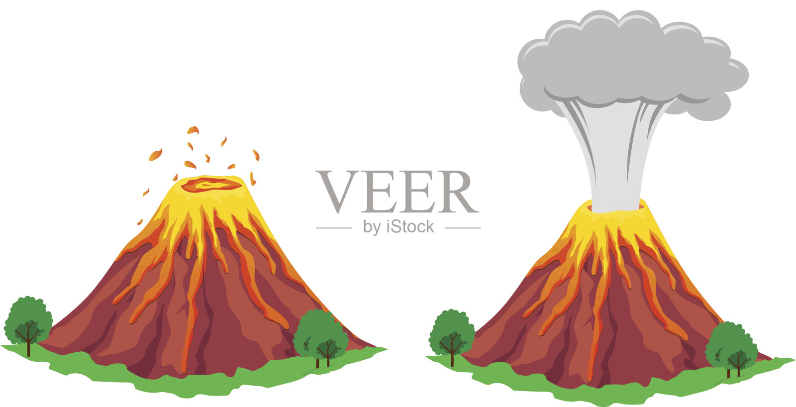 火山喷发插画图片素材
