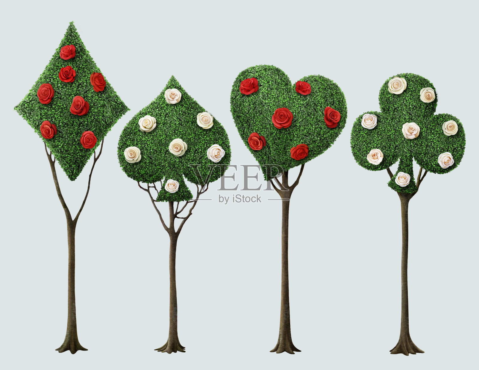四个漂亮的树插画图片素材