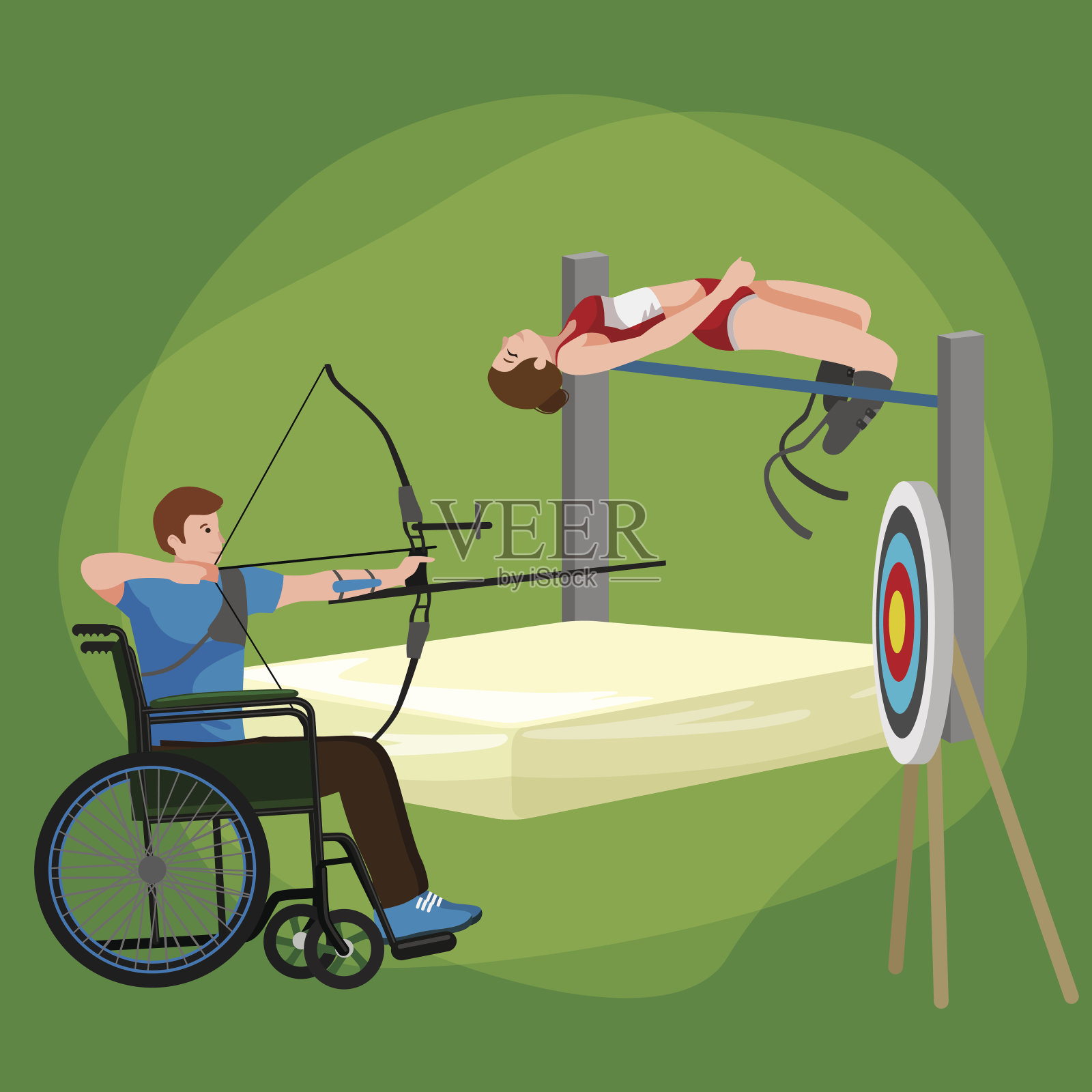 残疾人运动游戏Stick Figure象形图标插画图片素材