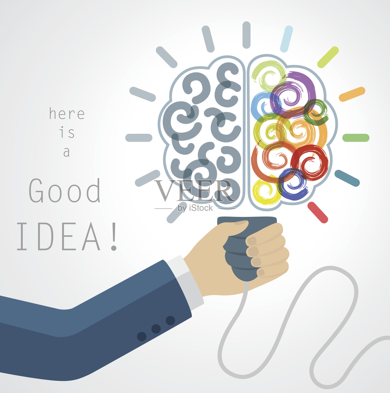 创造性的大脑的想法。商业和学习的概念背景。插画图片素材