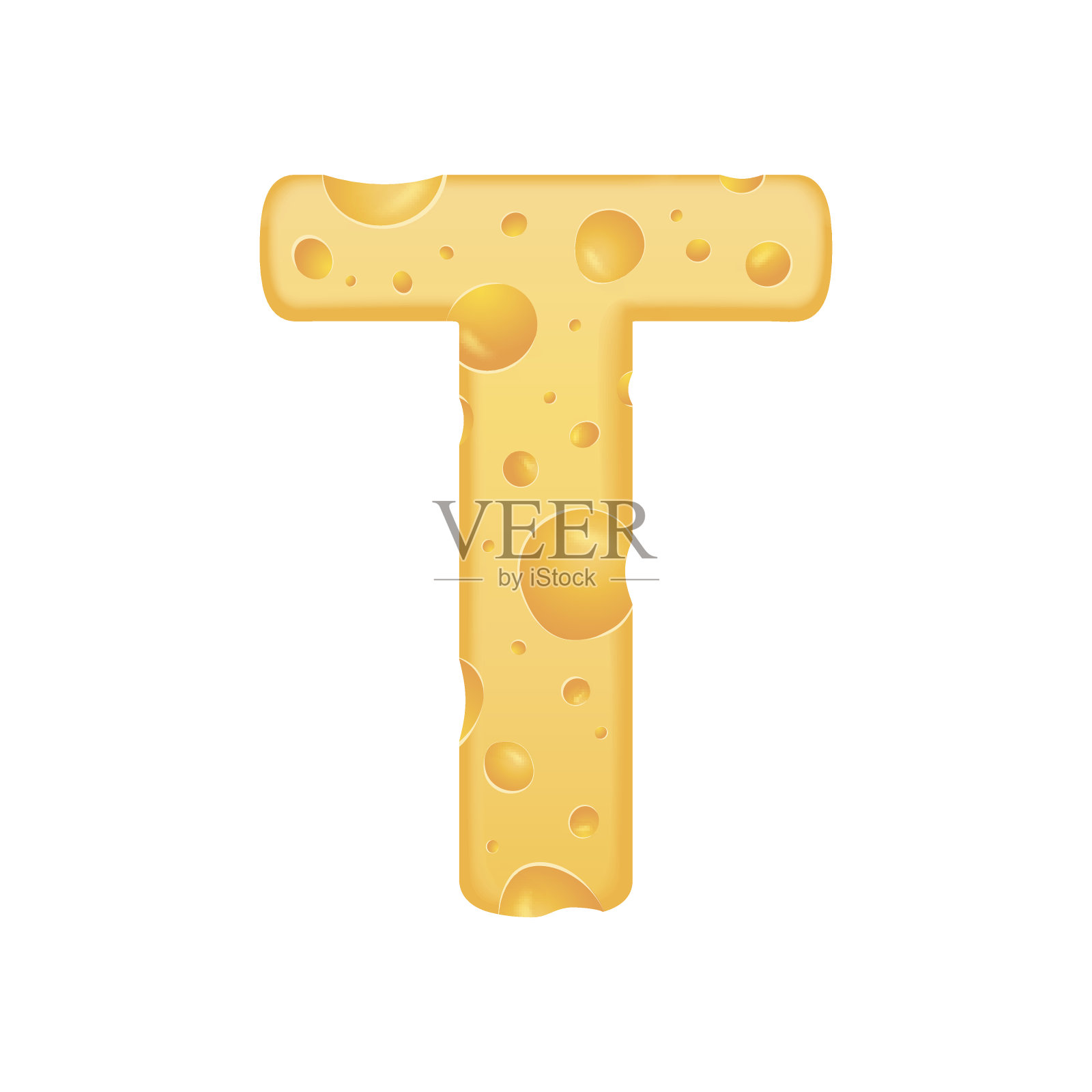 三维奶酪字母T设计元素图片