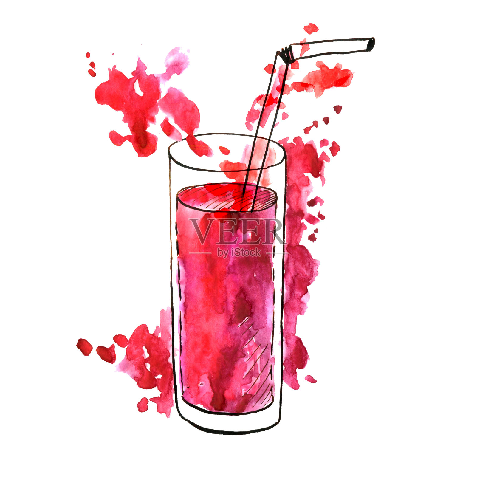 一杯红色的果汁插画图片素材