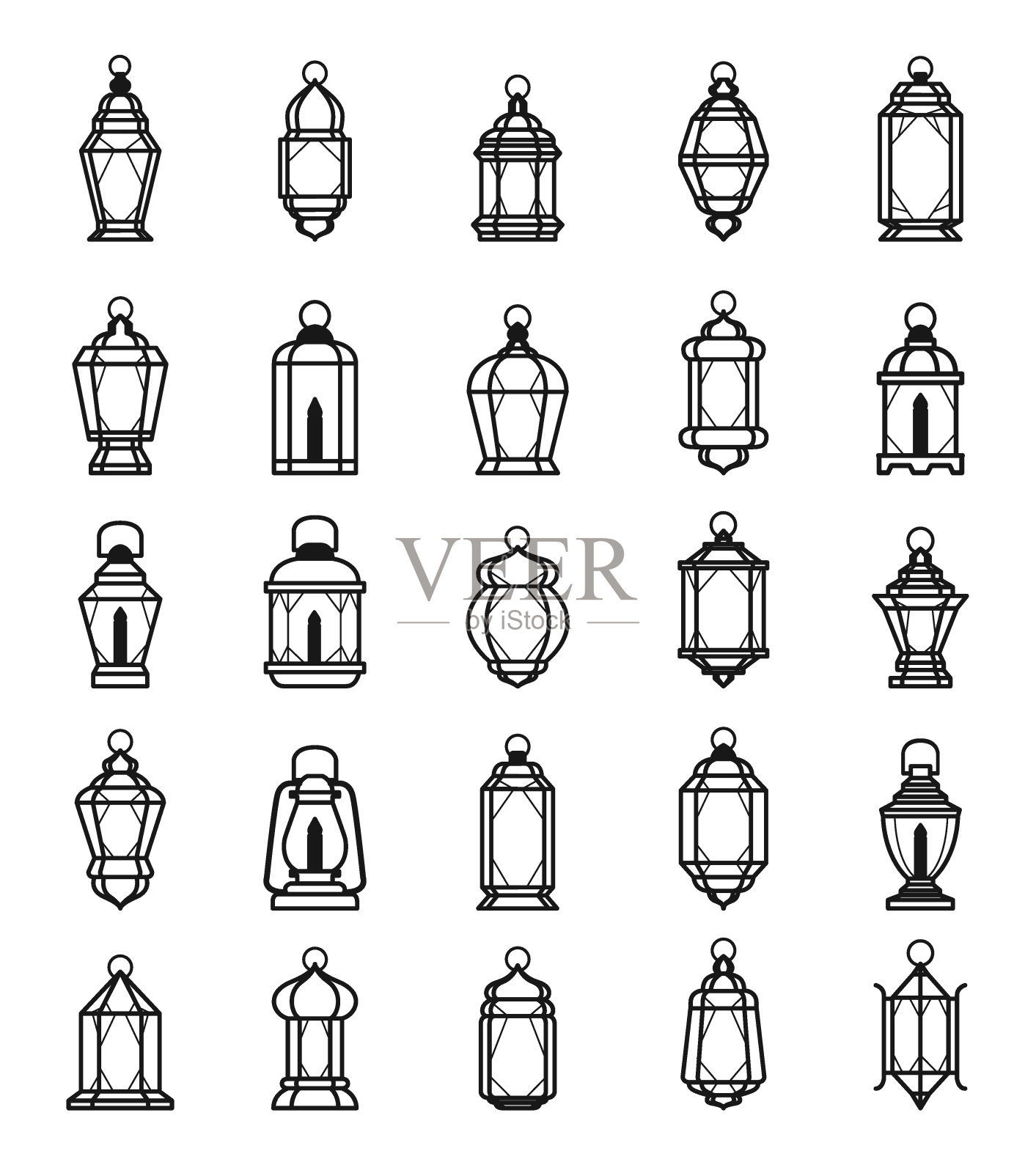 斋月灯笼符号单色背景矢量插图插画图片素材
