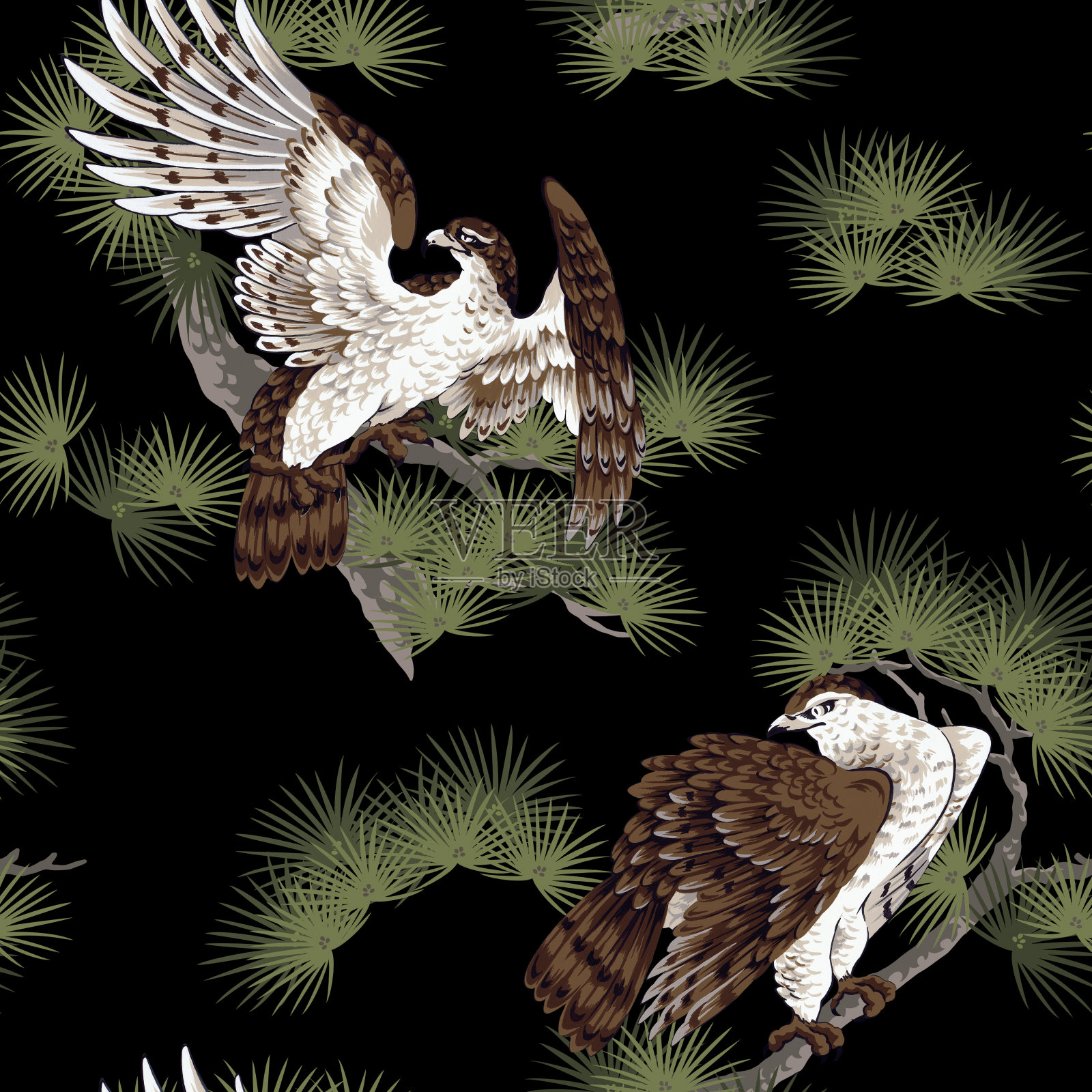 日本绘画鹰设计元素图片