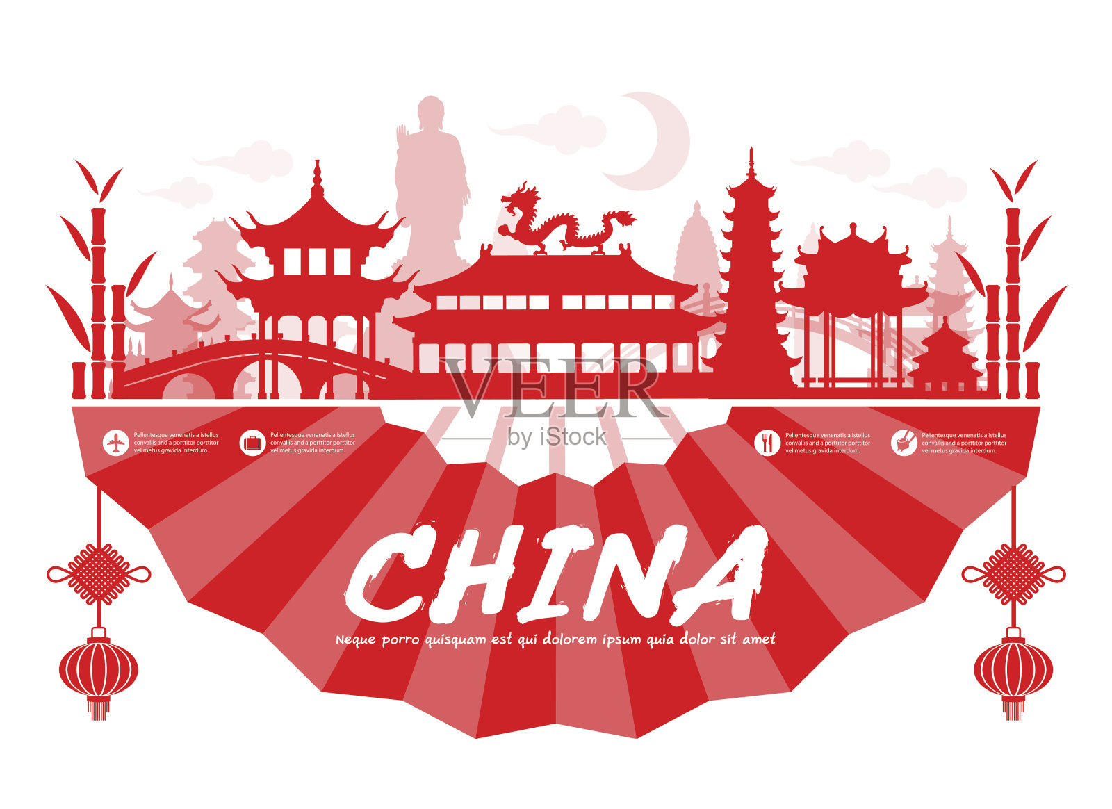 中国旅游地标。插画图片素材
