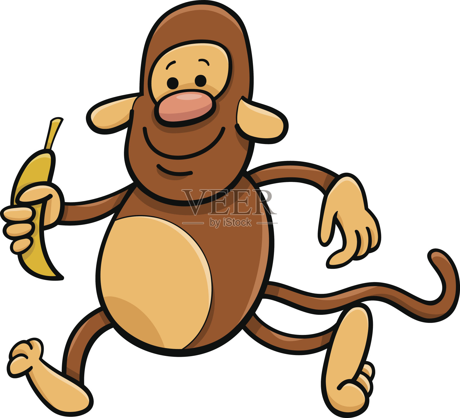 猴子与香蕉卡通插图插画图片素材