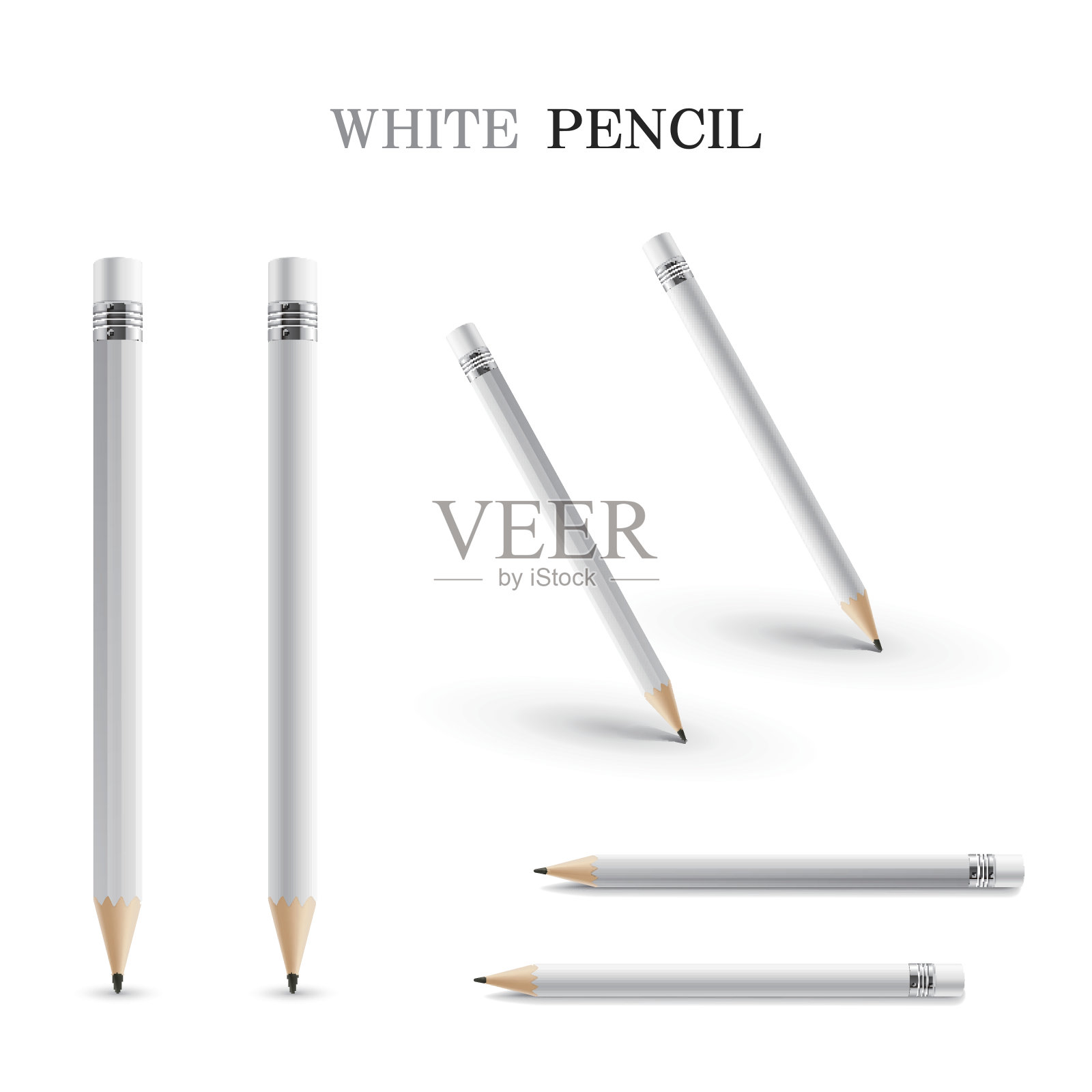 优雅的白色铅笔套装插画图片素材