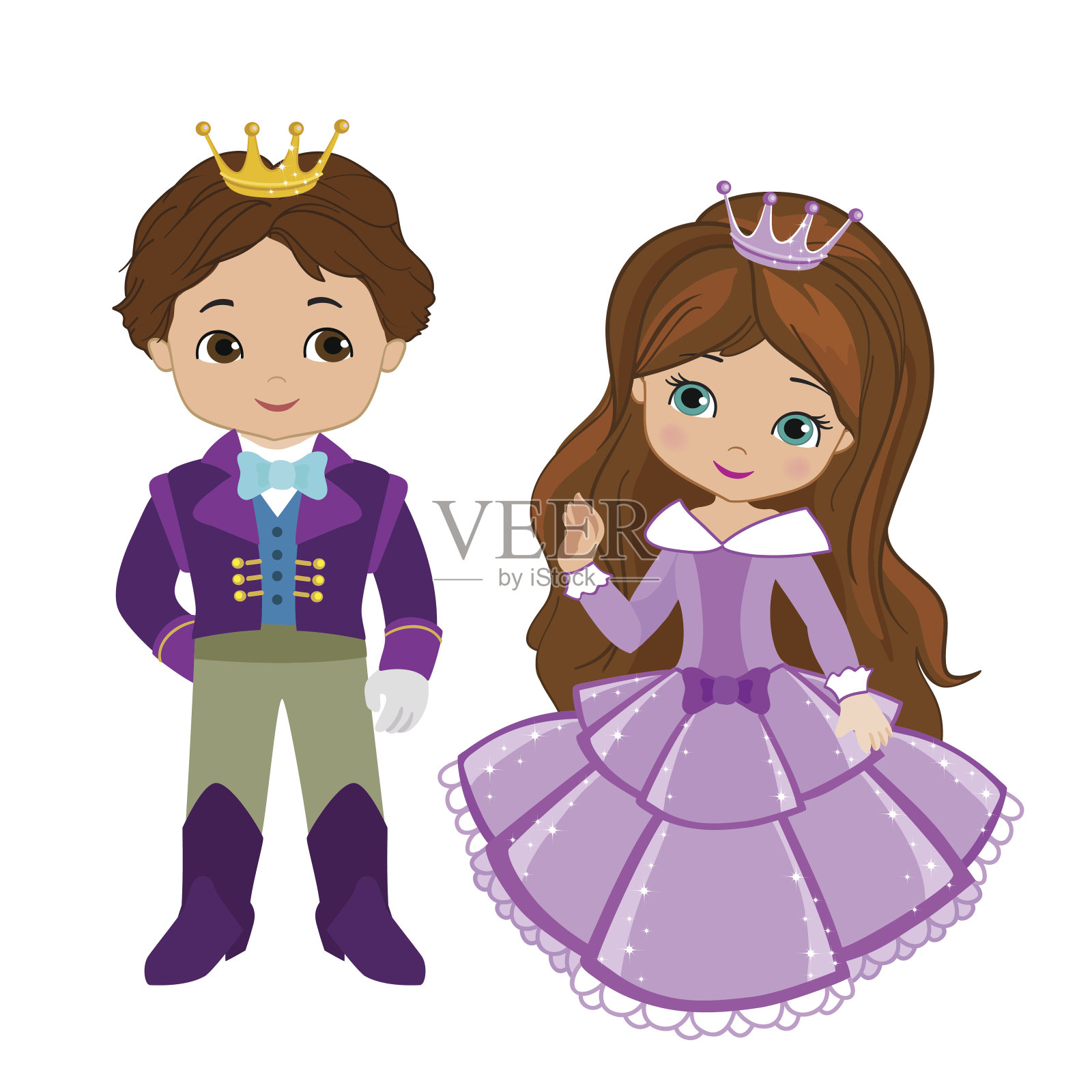 非常可爱的王子和公主的插图。插画图片素材