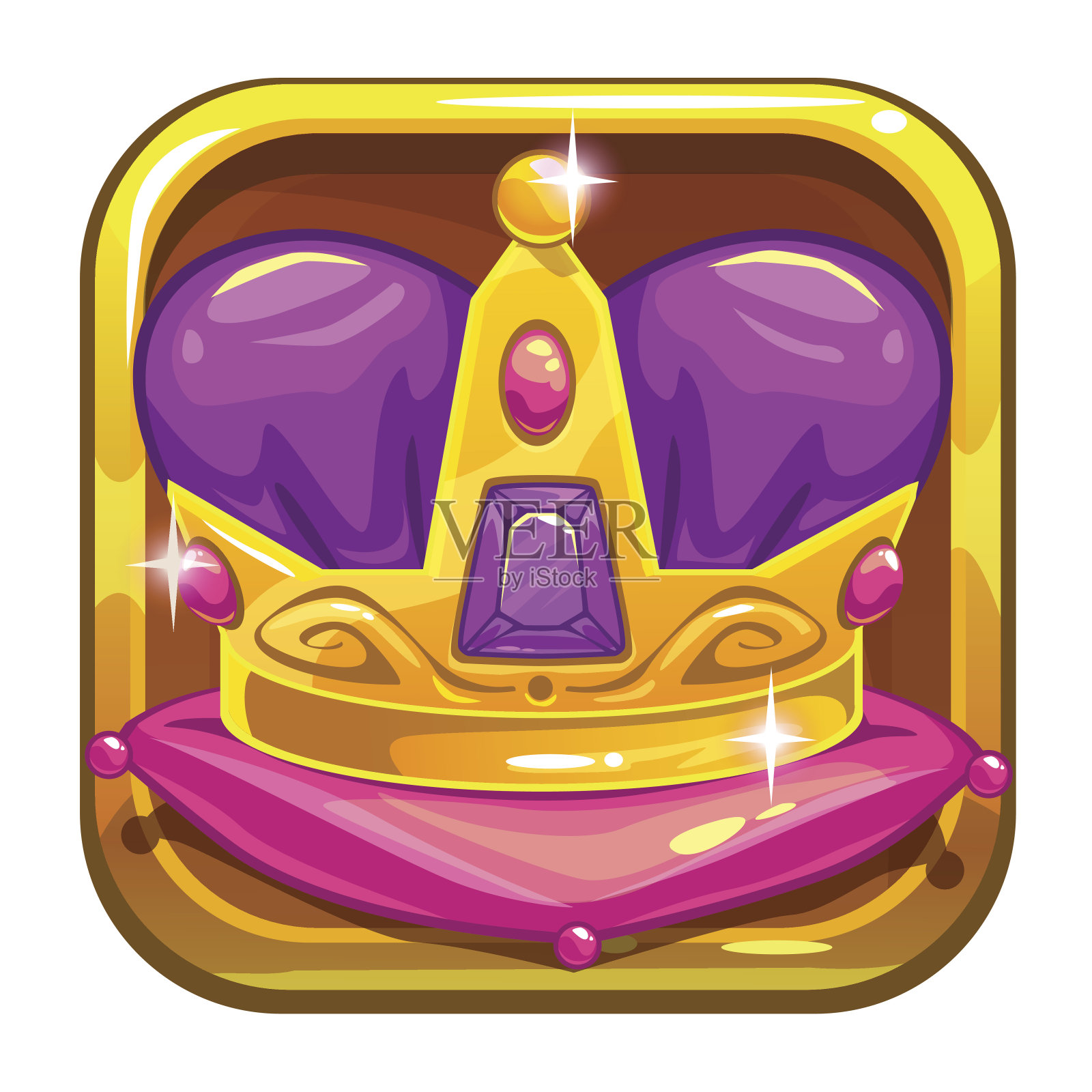 向量应用程序图标模板与黄金国王皇冠插画图片素材