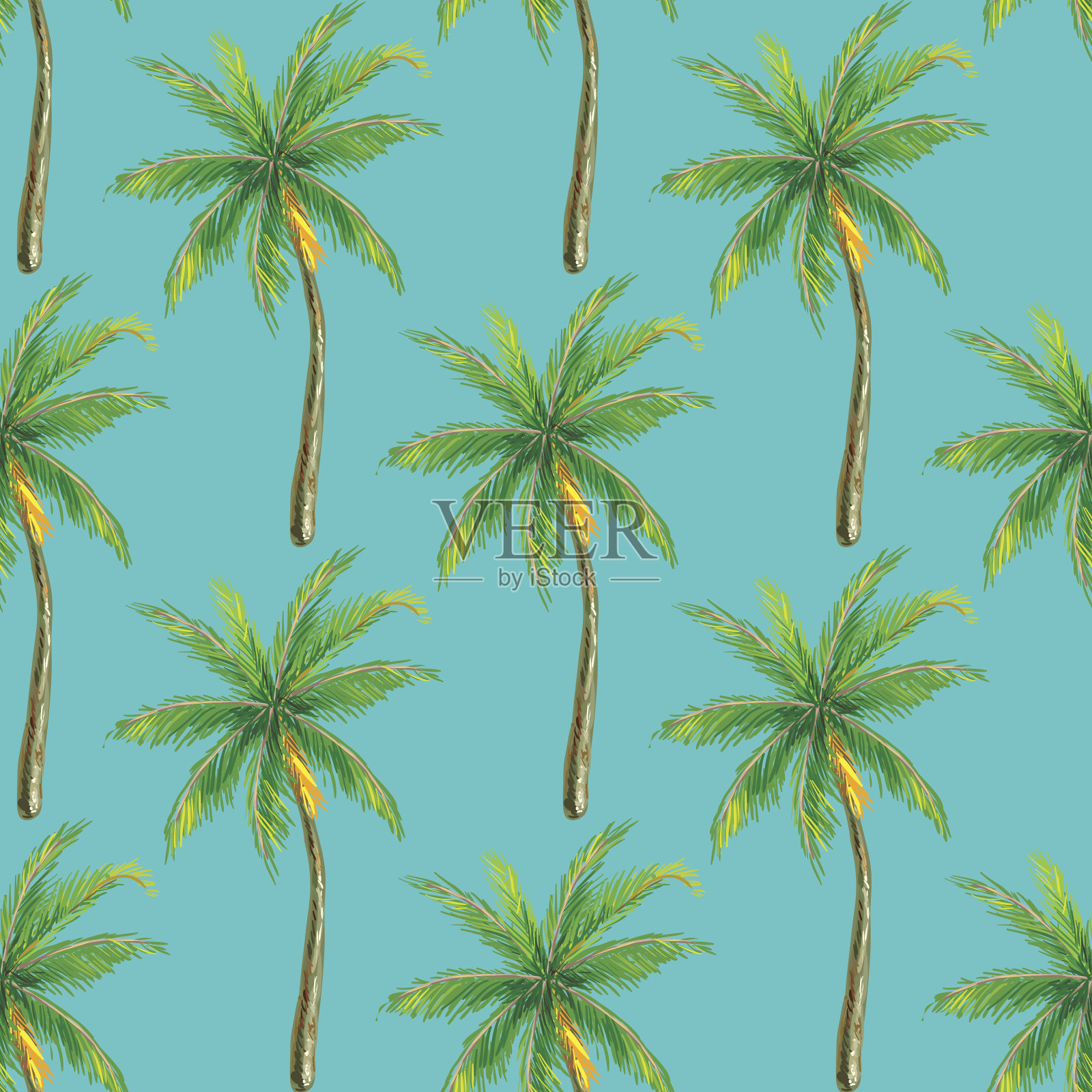 夏天用棕榈树无缝图案插画图片素材