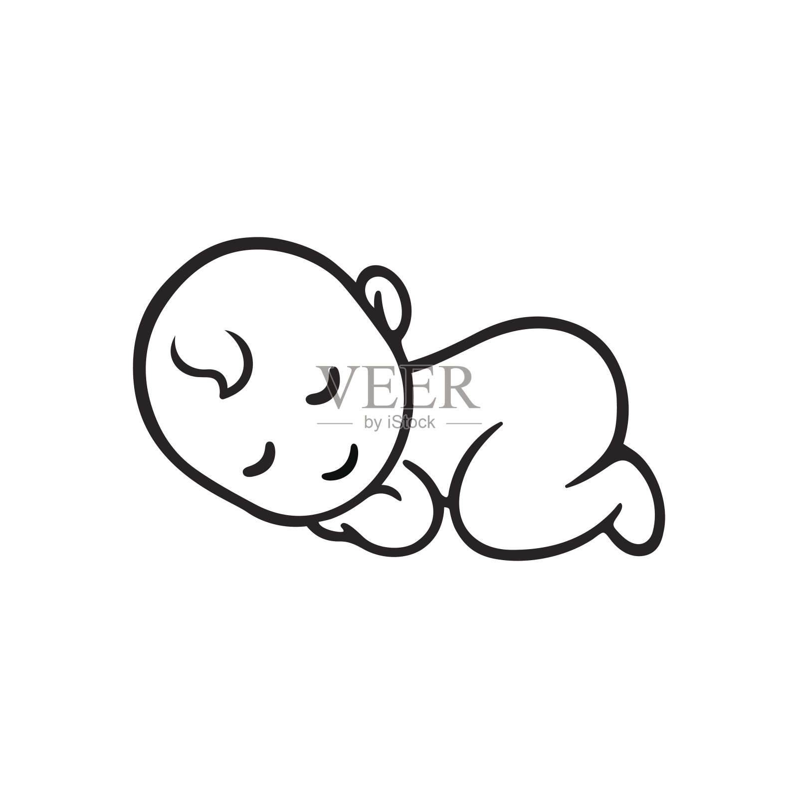 熟睡的婴儿轮廓设计元素图片