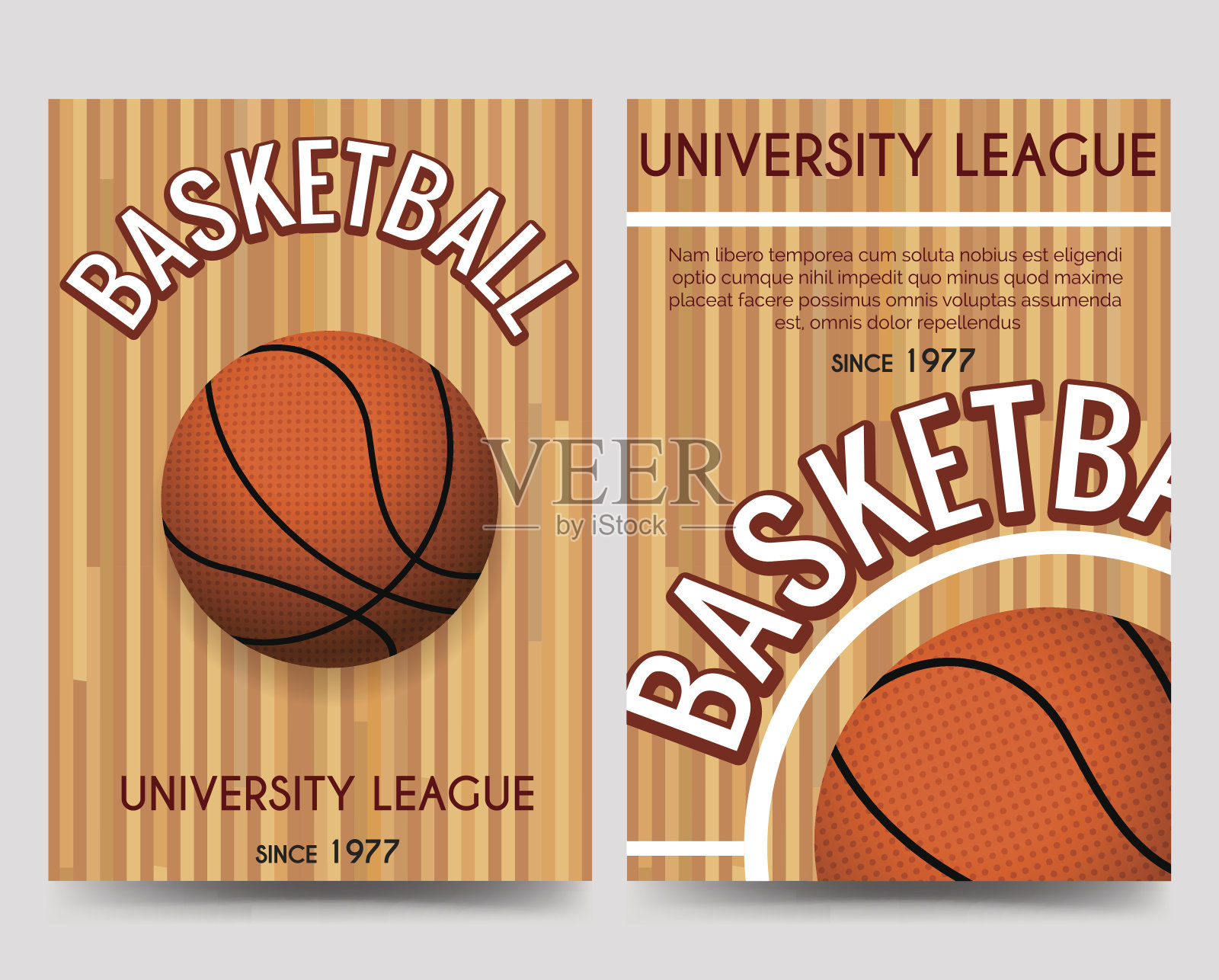 大学篮球传单模板与球插画图片素材
