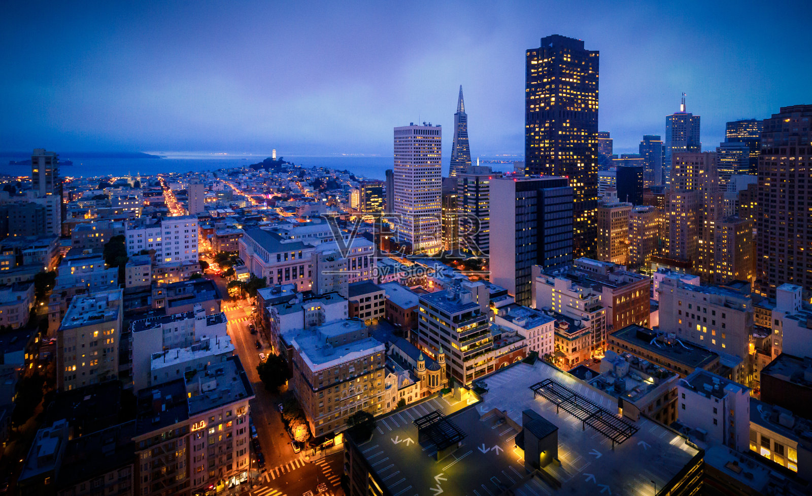 旧金山夜景鸟瞰图照片摄影图片