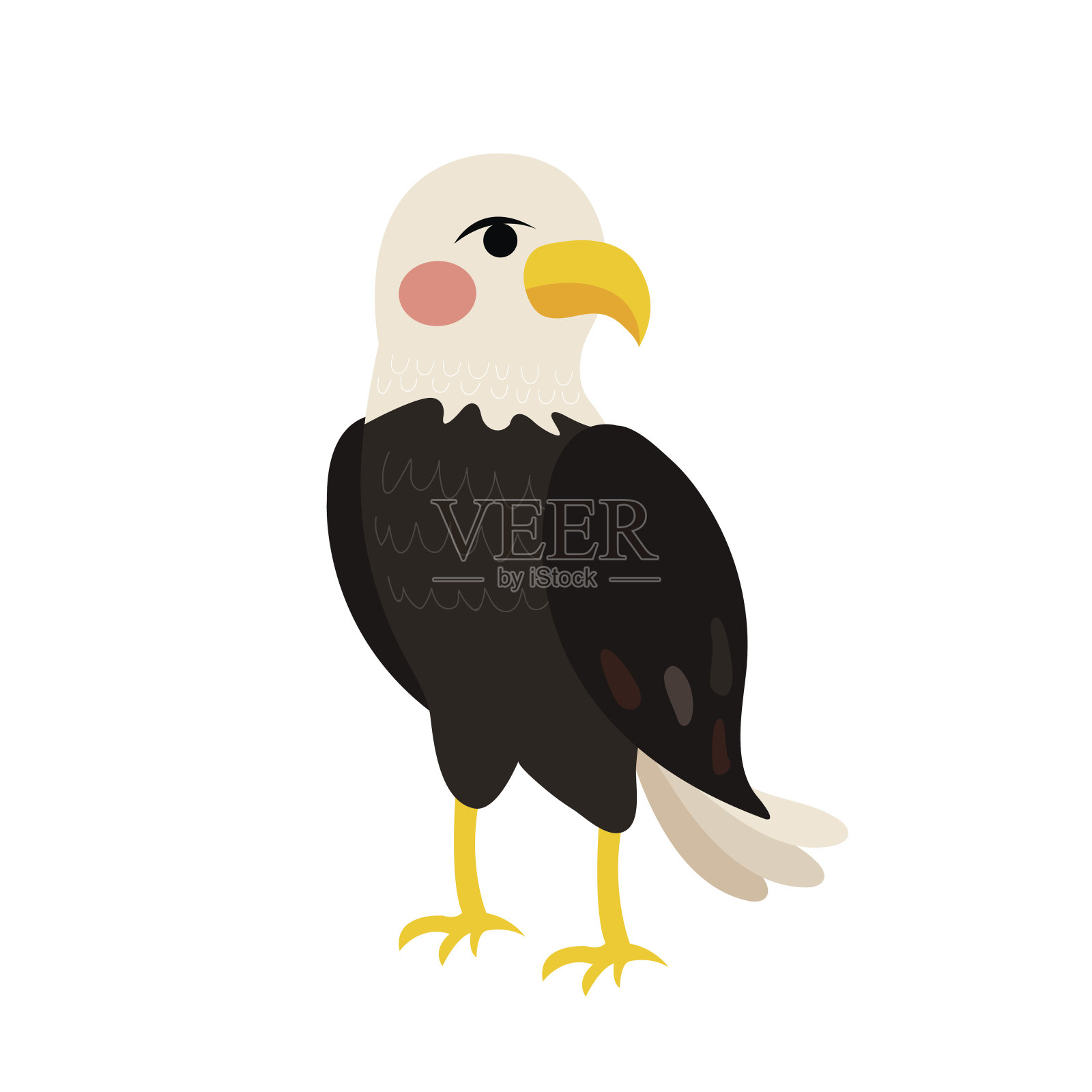站鹰动物卡通人物矢量插图。设计元素图片