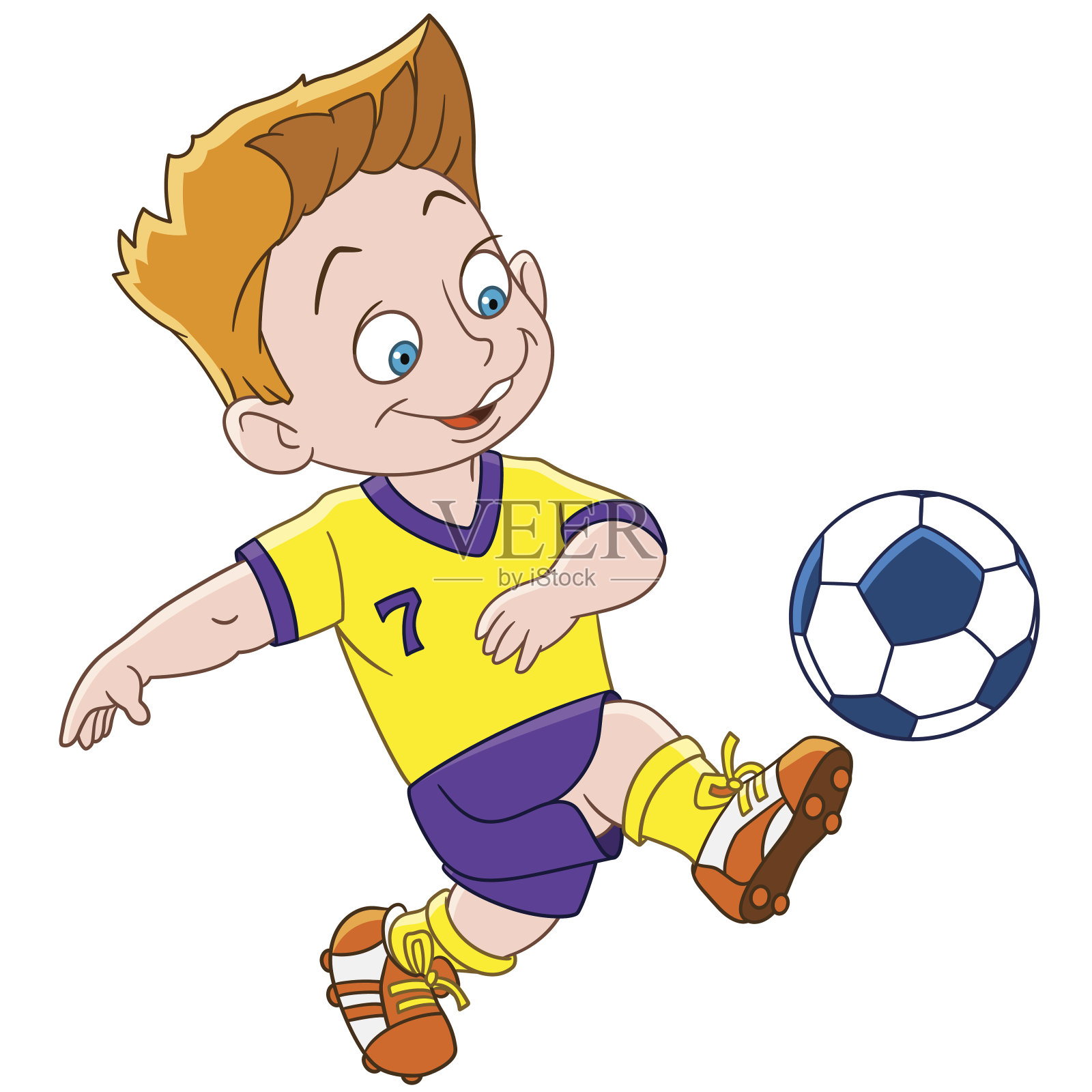 卡通男孩足球运动员插画图片素材