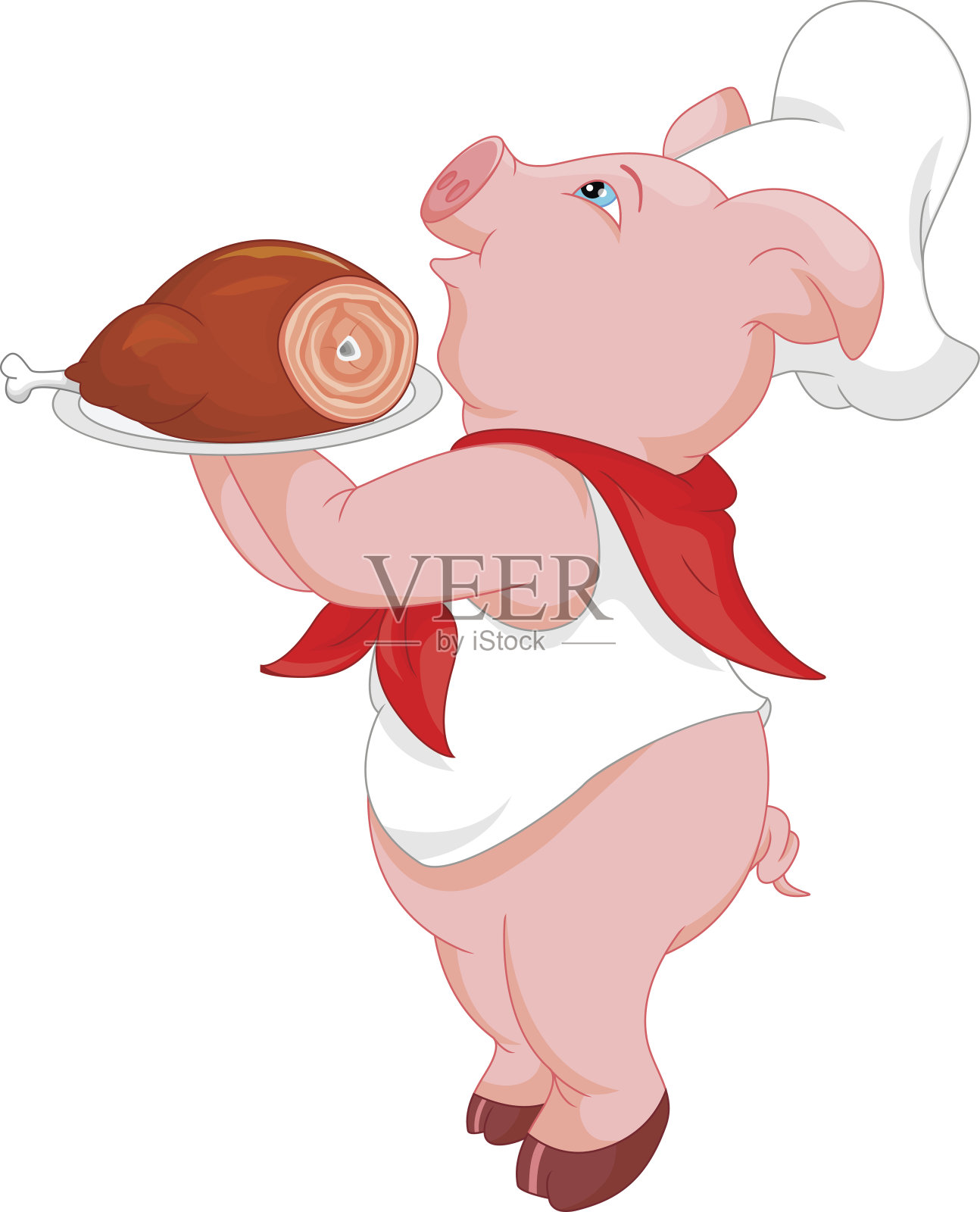 可爱厨师猪卡通插画图片素材