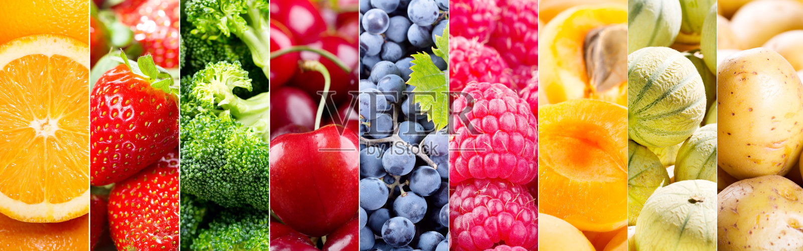 新鲜水果和蔬菜的拼贴画照片摄影图片