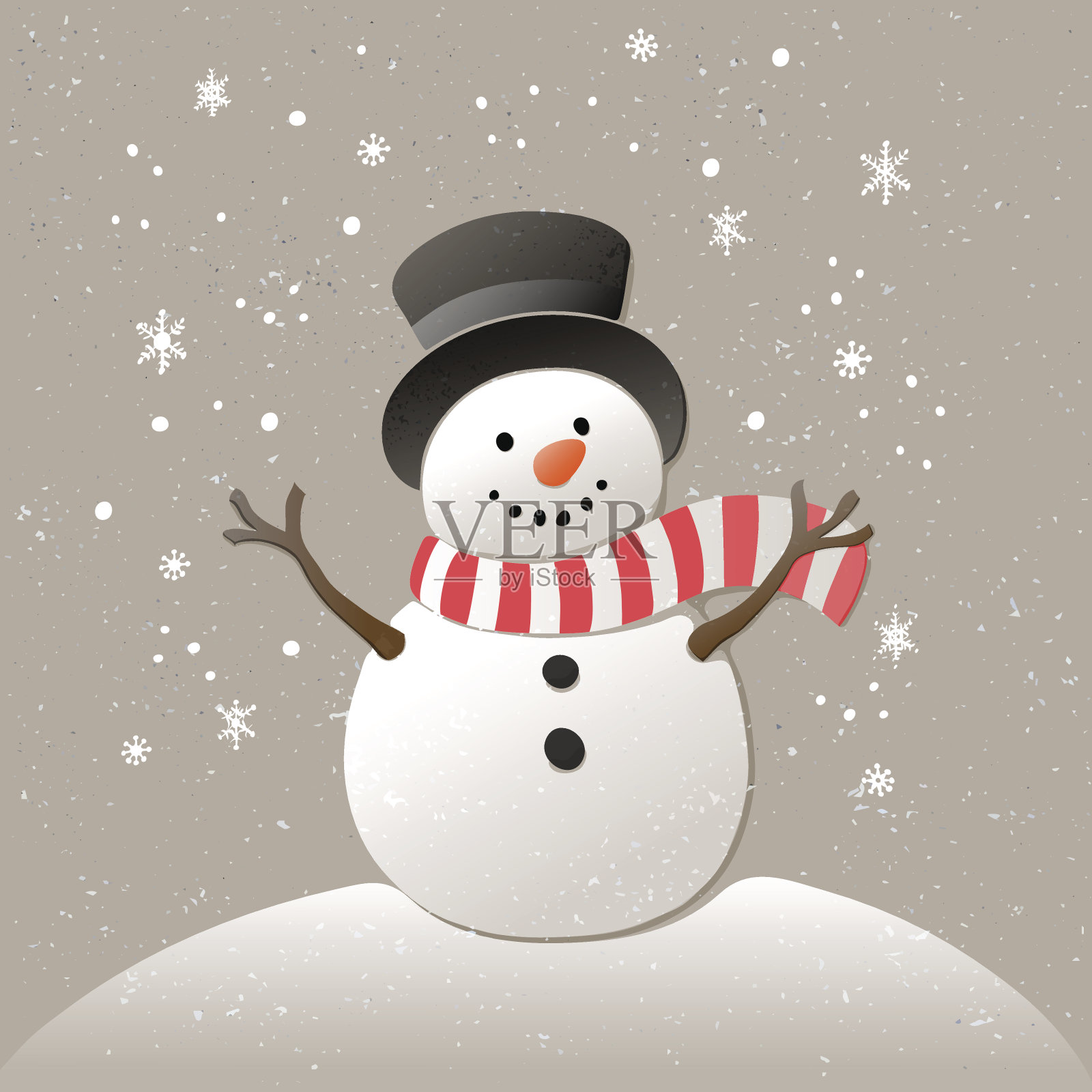 圣诞背景有雪人。新年插图。设计元素图片