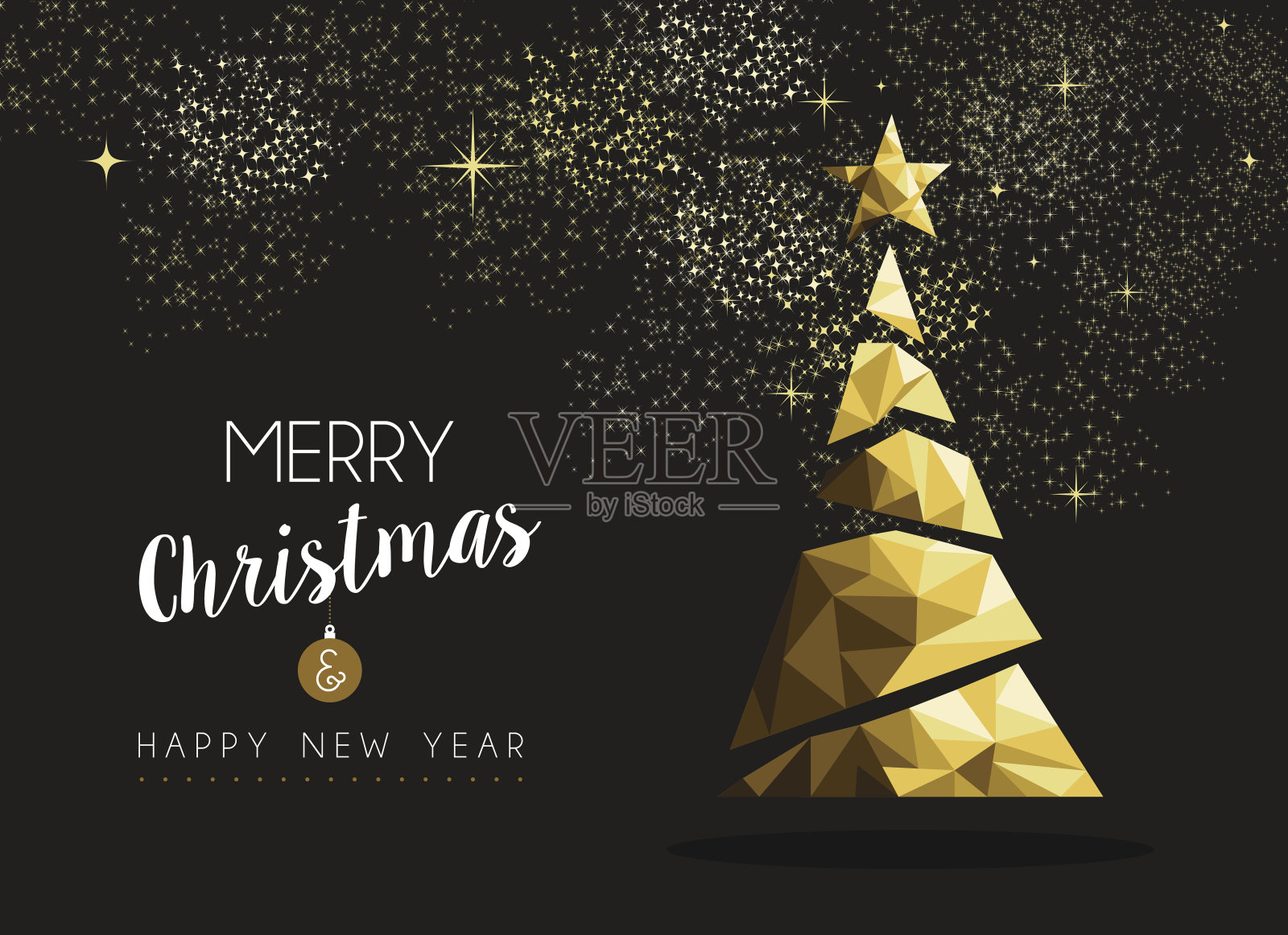 金三角圣诞树，圣诞快乐，新年快乐插画图片素材