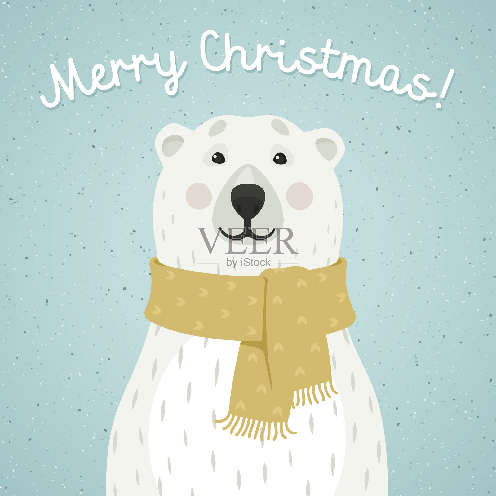 北极熊的圣诞贺卡和围巾插画图片素材
