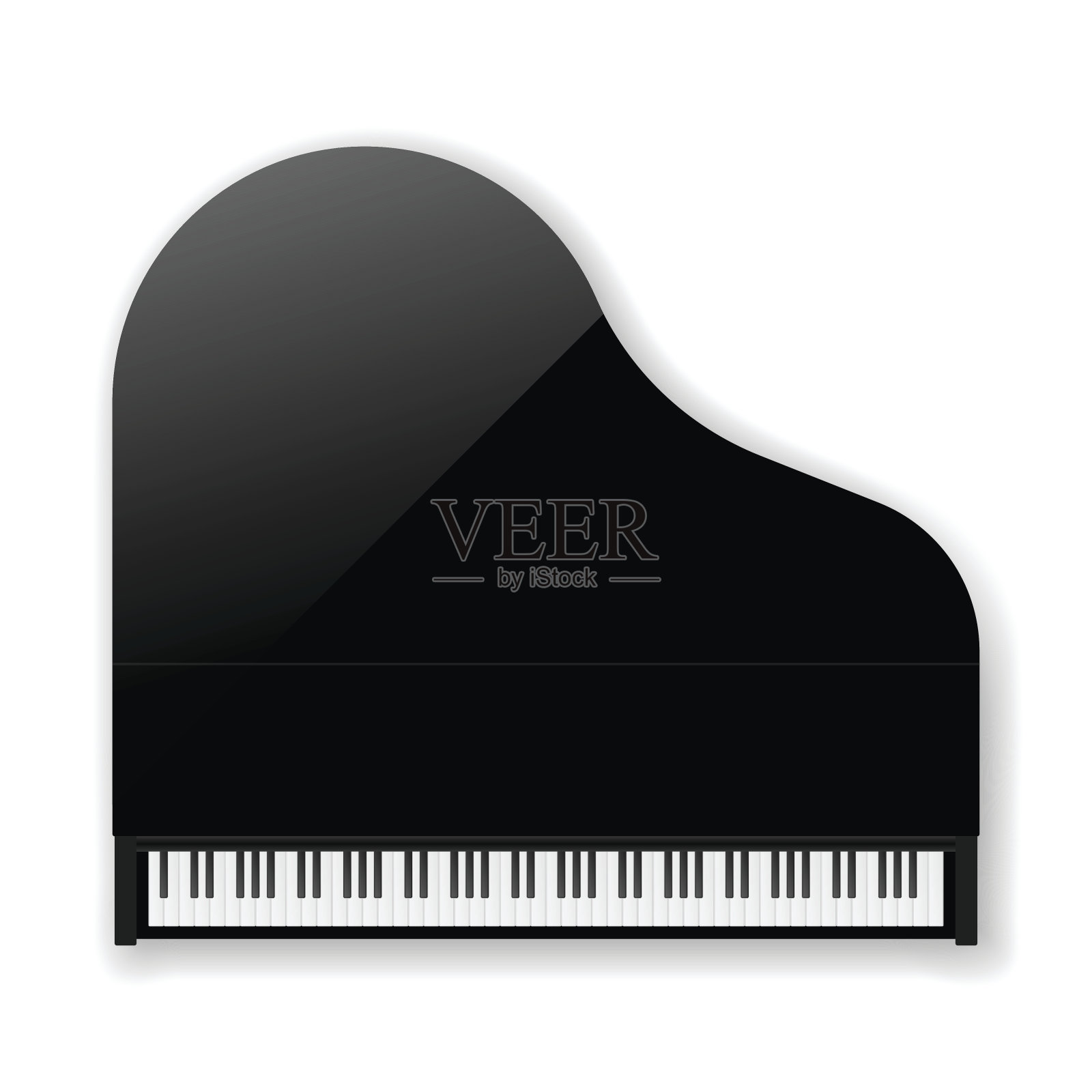 黑色古典三角钢琴。向量插画图片素材