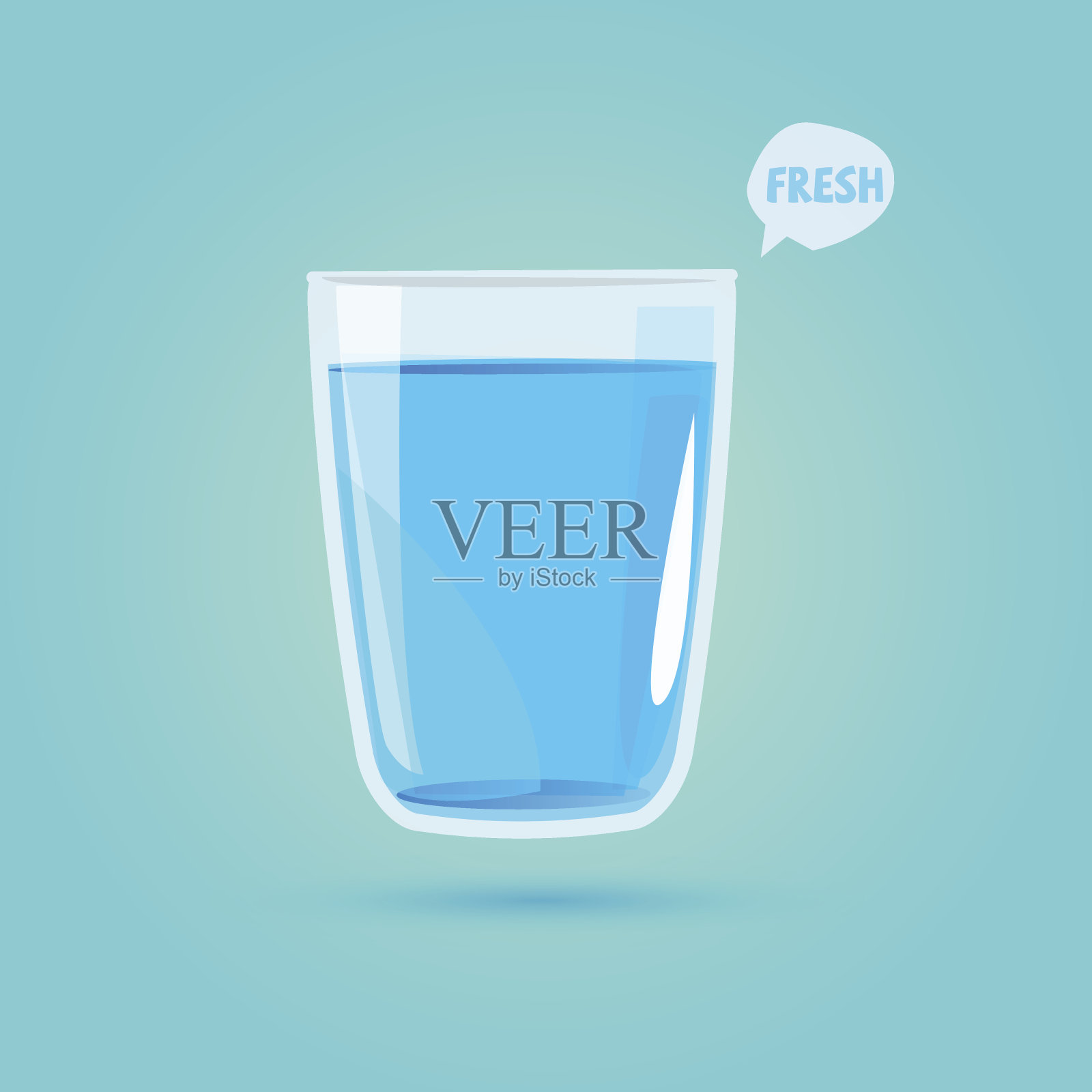 一杯饮用水。健康饮料概念-向量插画图片素材