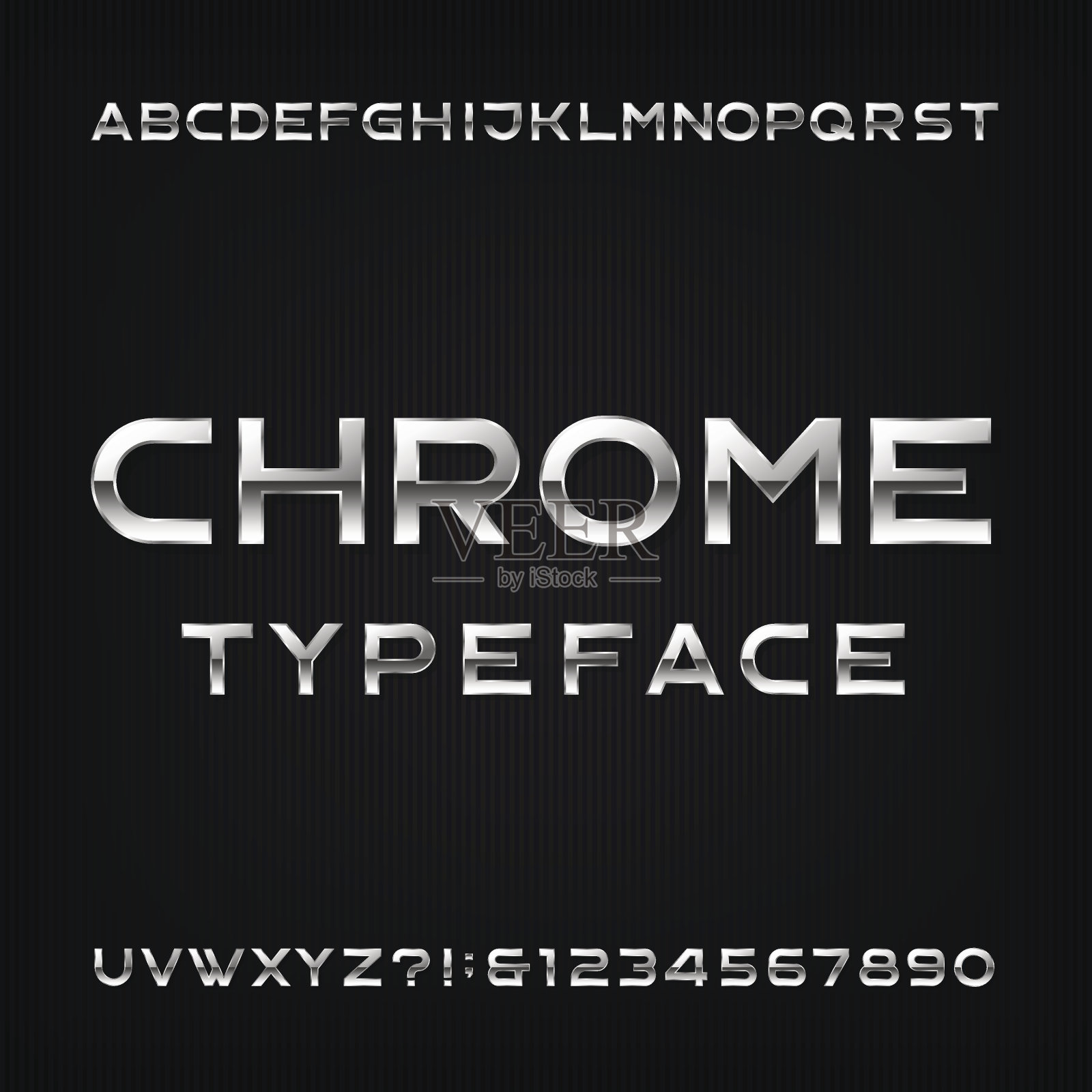 Chrome字母矢量字体。设计元素图片