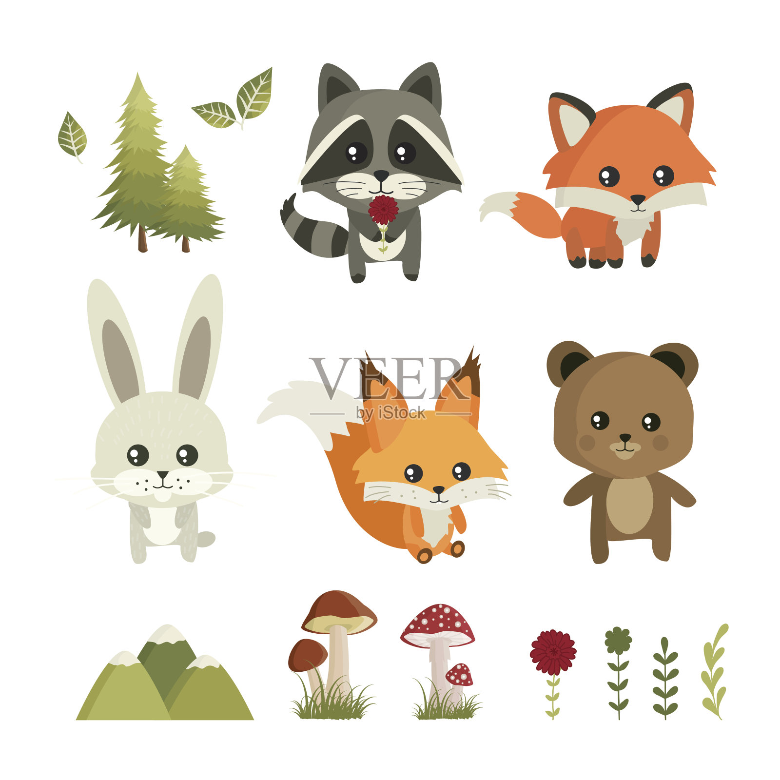 森林里的动物设计元素图片
